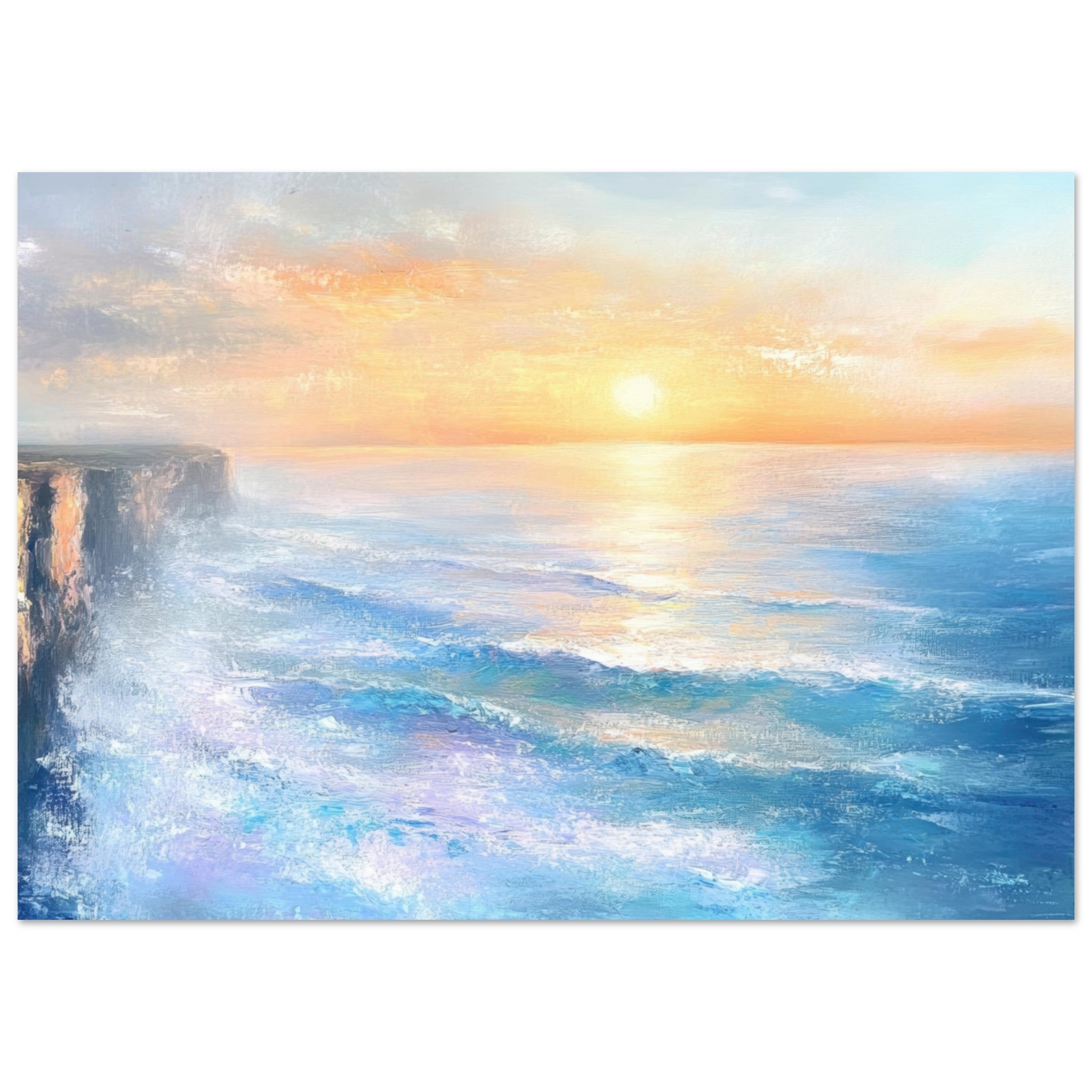 Fine Art Poster Landscape - Seaside Cliff at Sunrise A breathtaking Empress - Shop Ai Art WebShop - Digital Art online Store