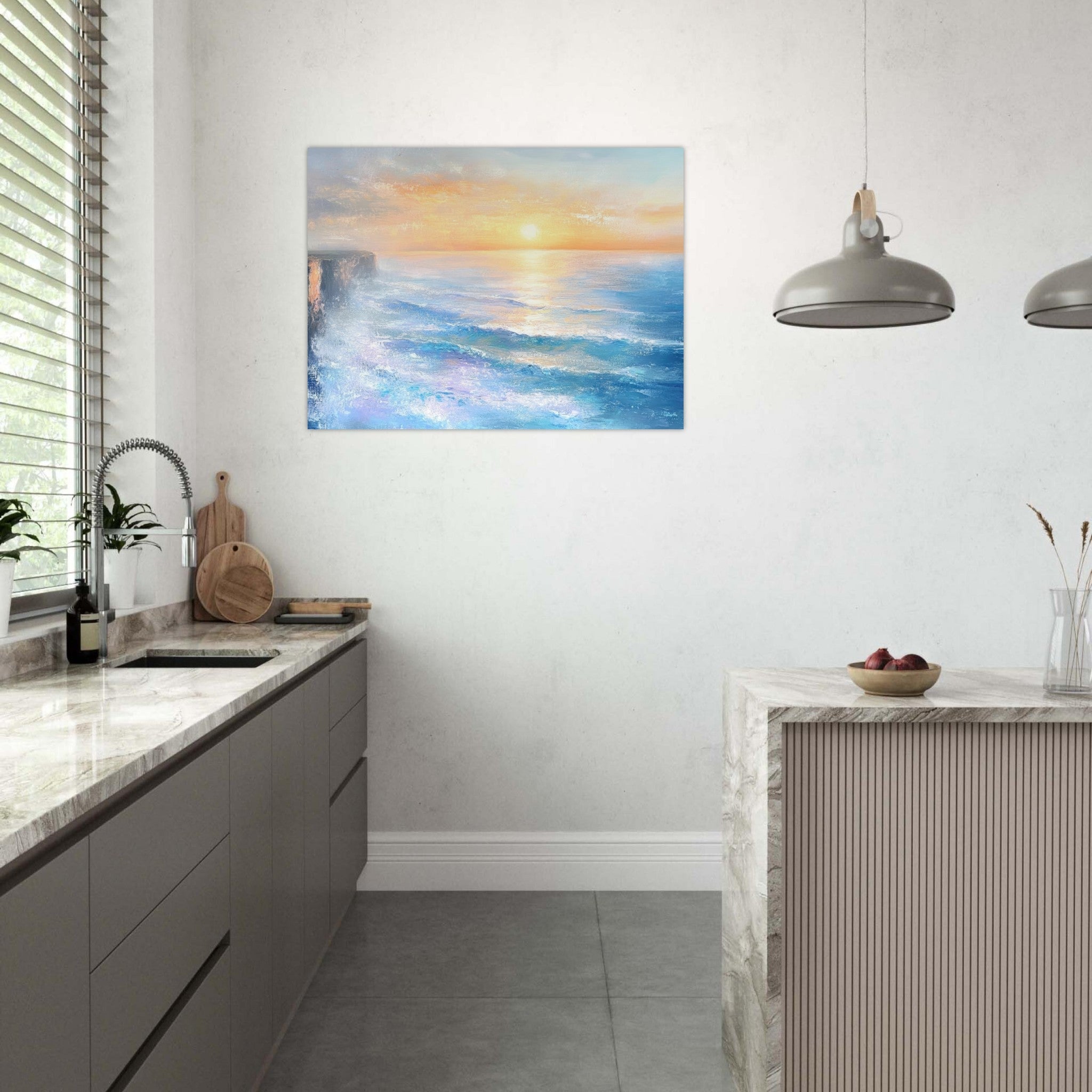 Fine Art Poster Landscape - Seaside Cliff at Sunrise A breathtaking Empress - Shop Ai Art WebShop - Digital Art online Store