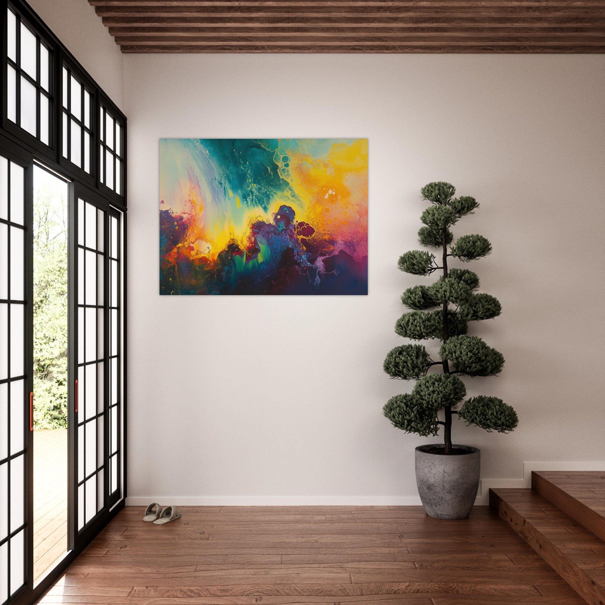 Fine Art Poster Landscape - Spectral Dissonance Razor - sharp angular forms 3 - Shop Ai Art WebShop - Digital Art online Store