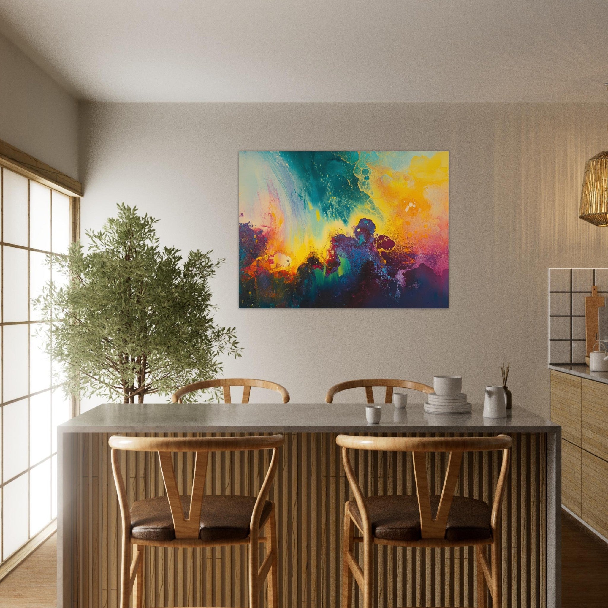 Fine Art Poster Landscape - Spectral Dissonance Razor - sharp angular forms 3 - Shop Ai Art WebShop - Digital Art online Store