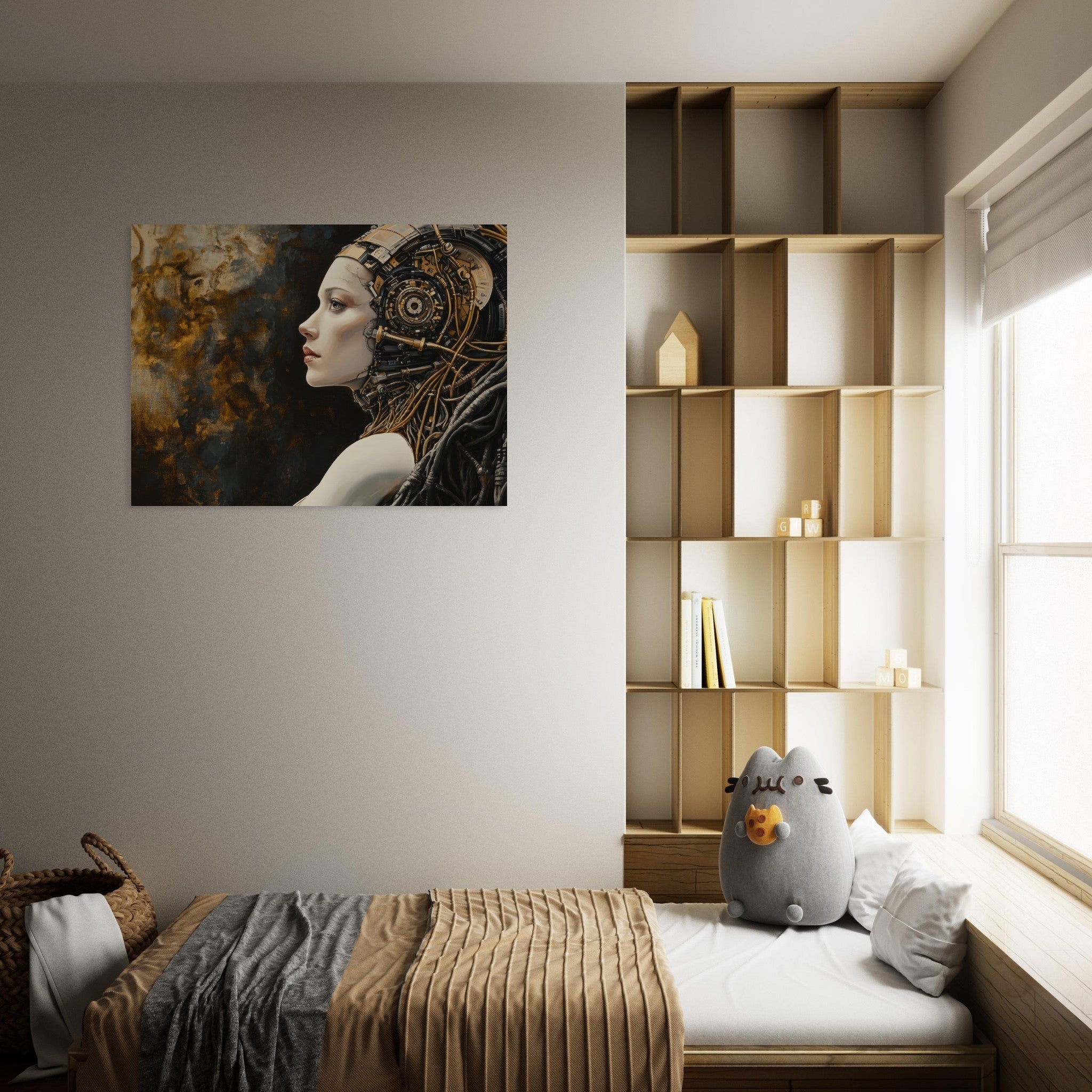 Fine Art Poster Landscape - Surrealist Hybrid Queen on a Biomechanical Thrown - Shop Ai Art WebShop - Digital Art online Store