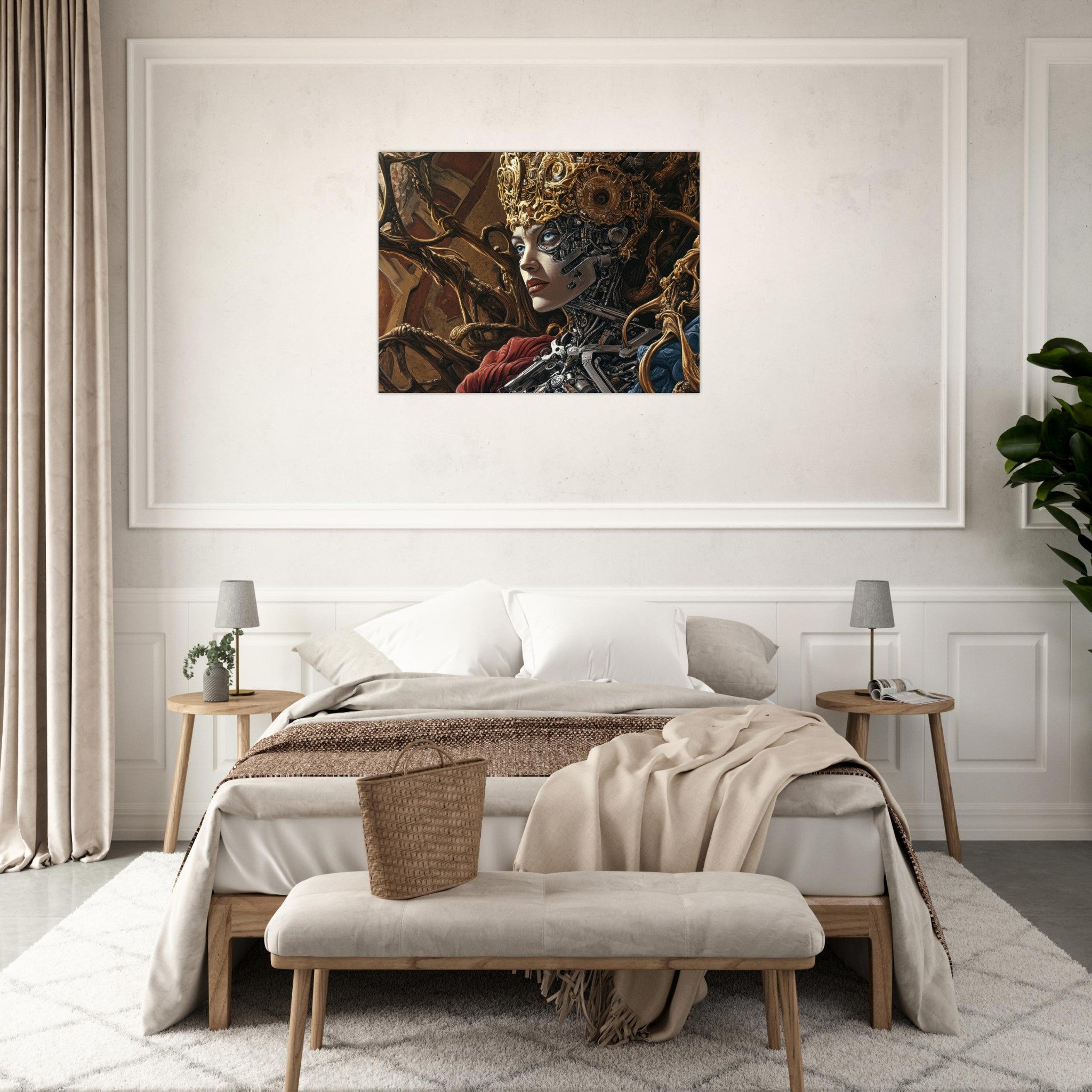 Fine Art Poster Landscape - Surrealist Hybrid Queen on a Biomechanical Thrown 3 - Ai Art Force
