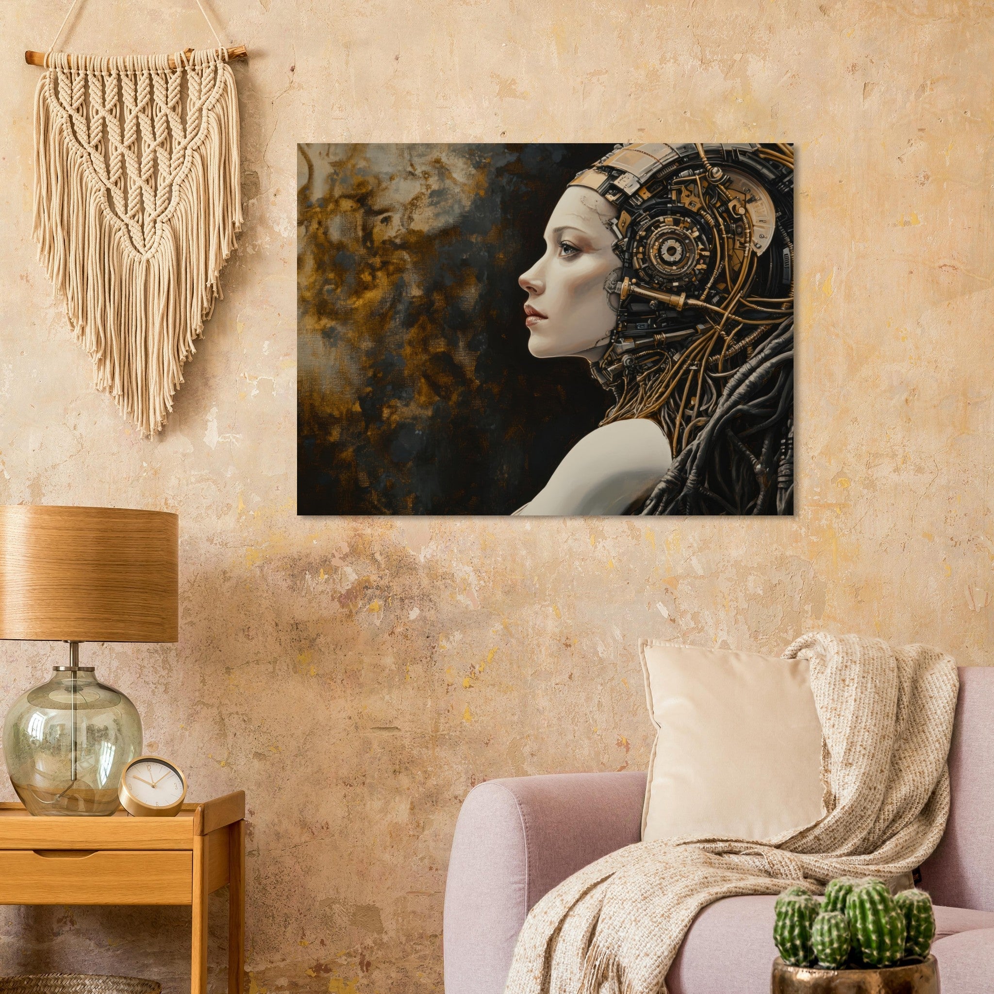 Fine Art Poster Landscape - Surrealist Hybrid Queen on a Biomechanical Thrown - Shop Ai Art WebShop - Digital Art online Store