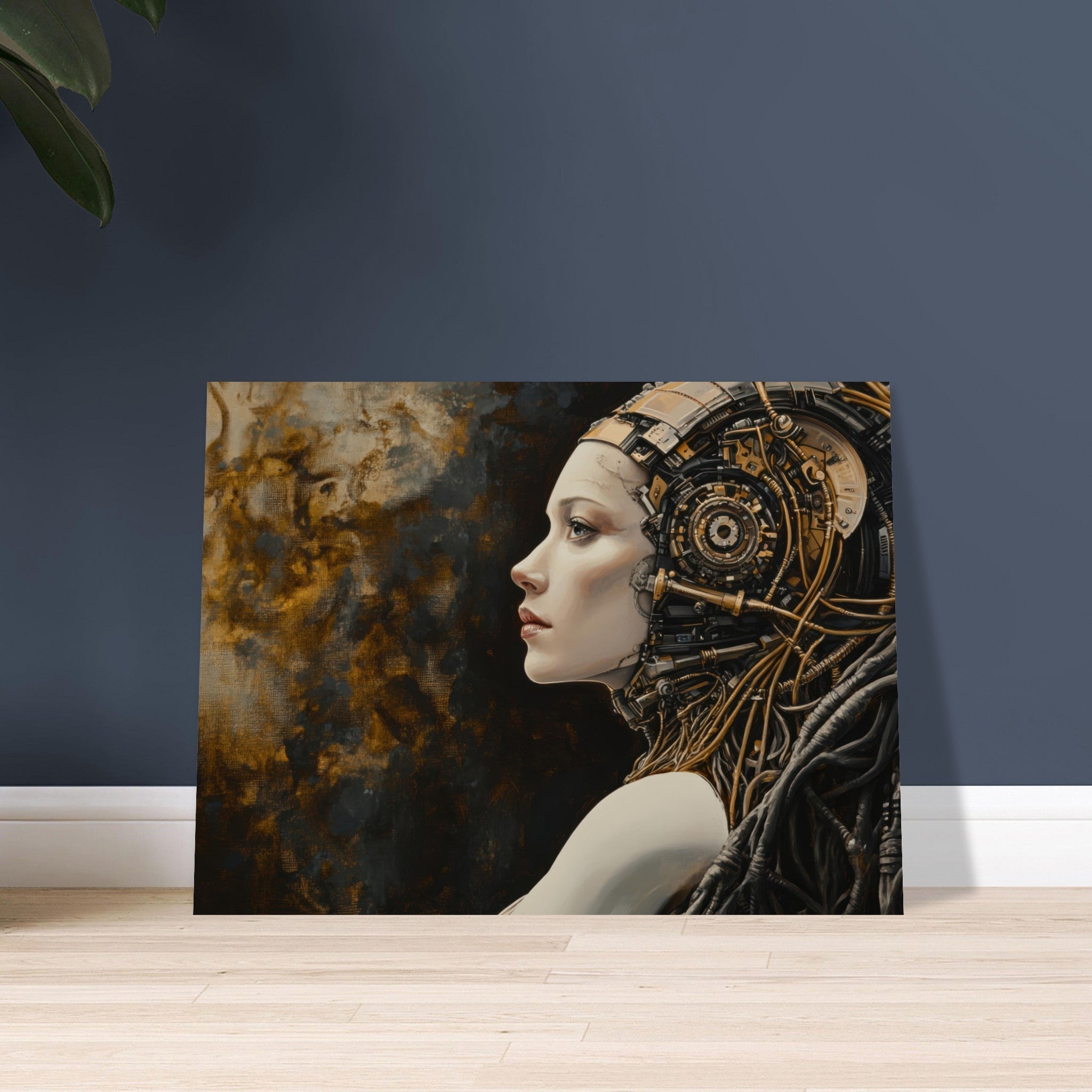 Fine Art Poster Landscape - Surrealist Hybrid Queen on a Biomechanical Thrown - Shop Ai Art WebShop - Digital Art online Store