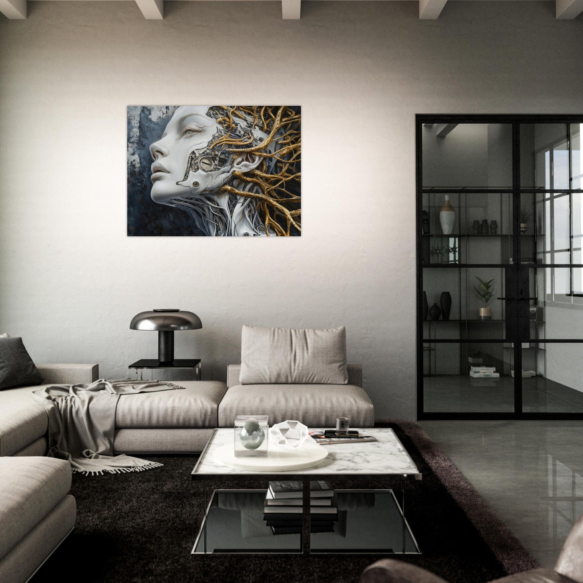Fine Art Poster Landscape - Surrealist Hybrid Queen on a Biomechanical Thrown 8 - Shop Ai Art WebShop - Digital Art online Store