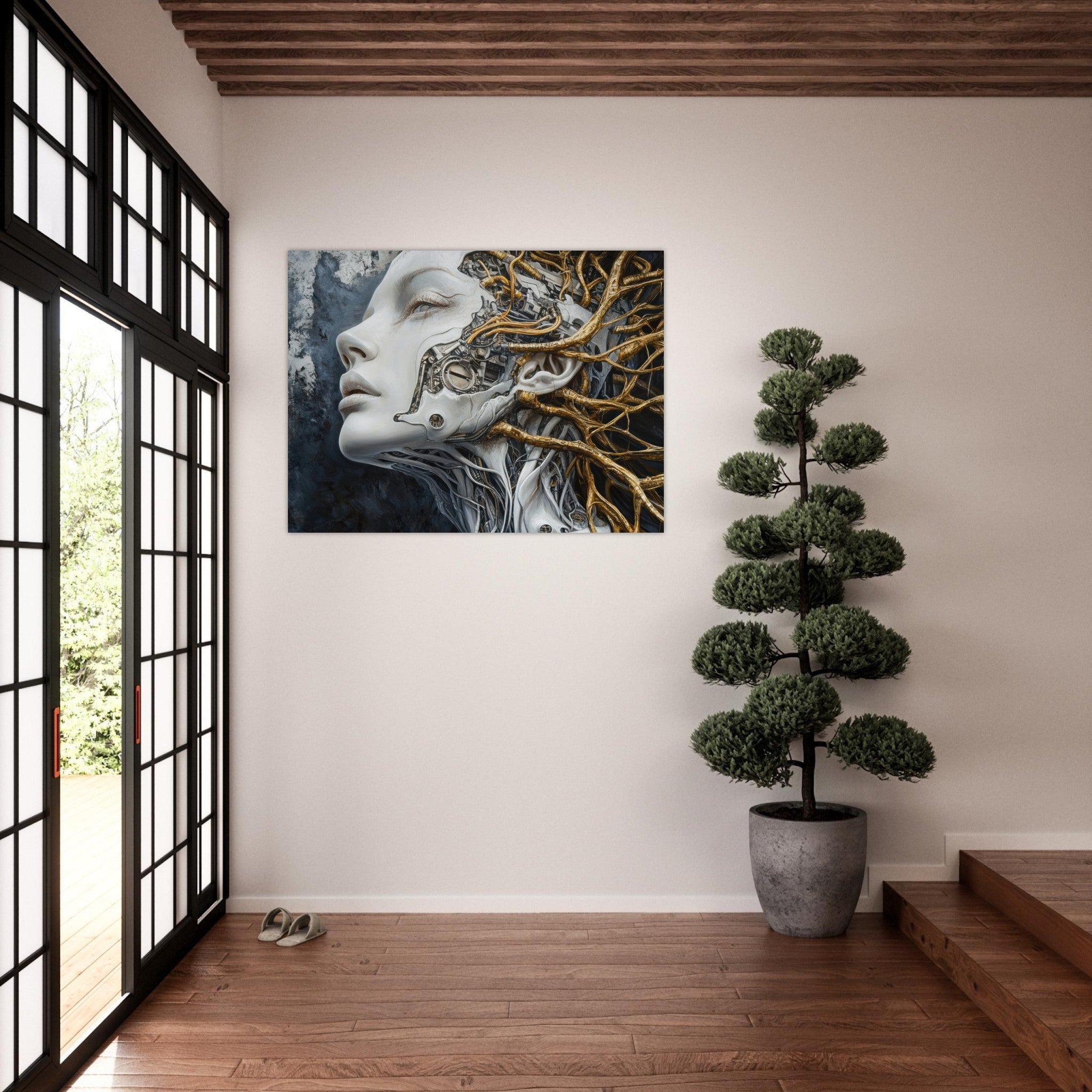 Fine Art Poster Landscape - Surrealist Hybrid Queen on a Biomechanical Thrown 8 - Shop Ai Art WebShop - Digital Art online Store