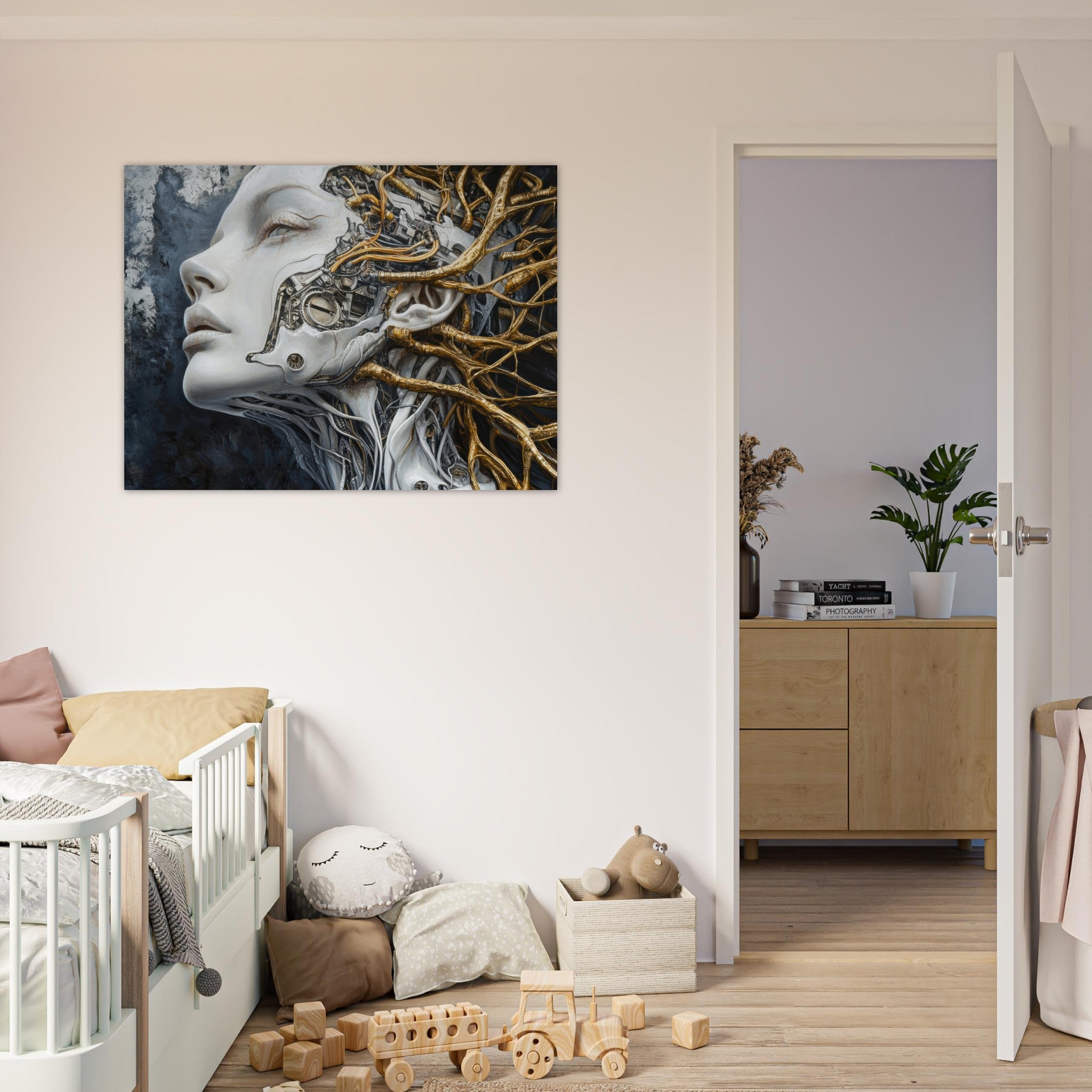 Fine Art Poster Landscape - Surrealist Hybrid Queen on a Biomechanical Thrown 8 - Shop Ai Art WebShop - Digital Art online Store