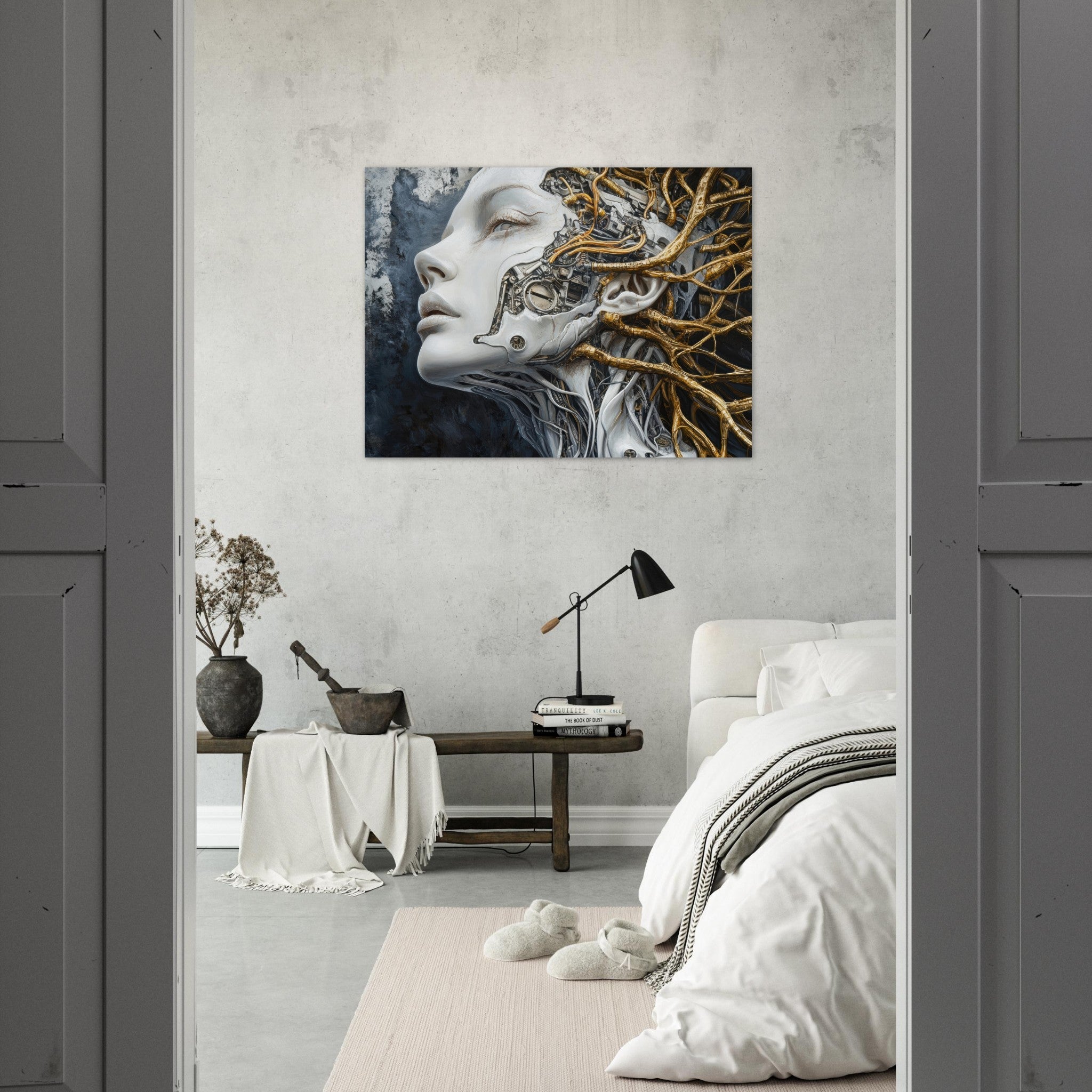 Fine Art Poster Landscape - Surrealist Hybrid Queen on a Biomechanical Thrown 8 - Shop Ai Art WebShop - Digital Art online Store