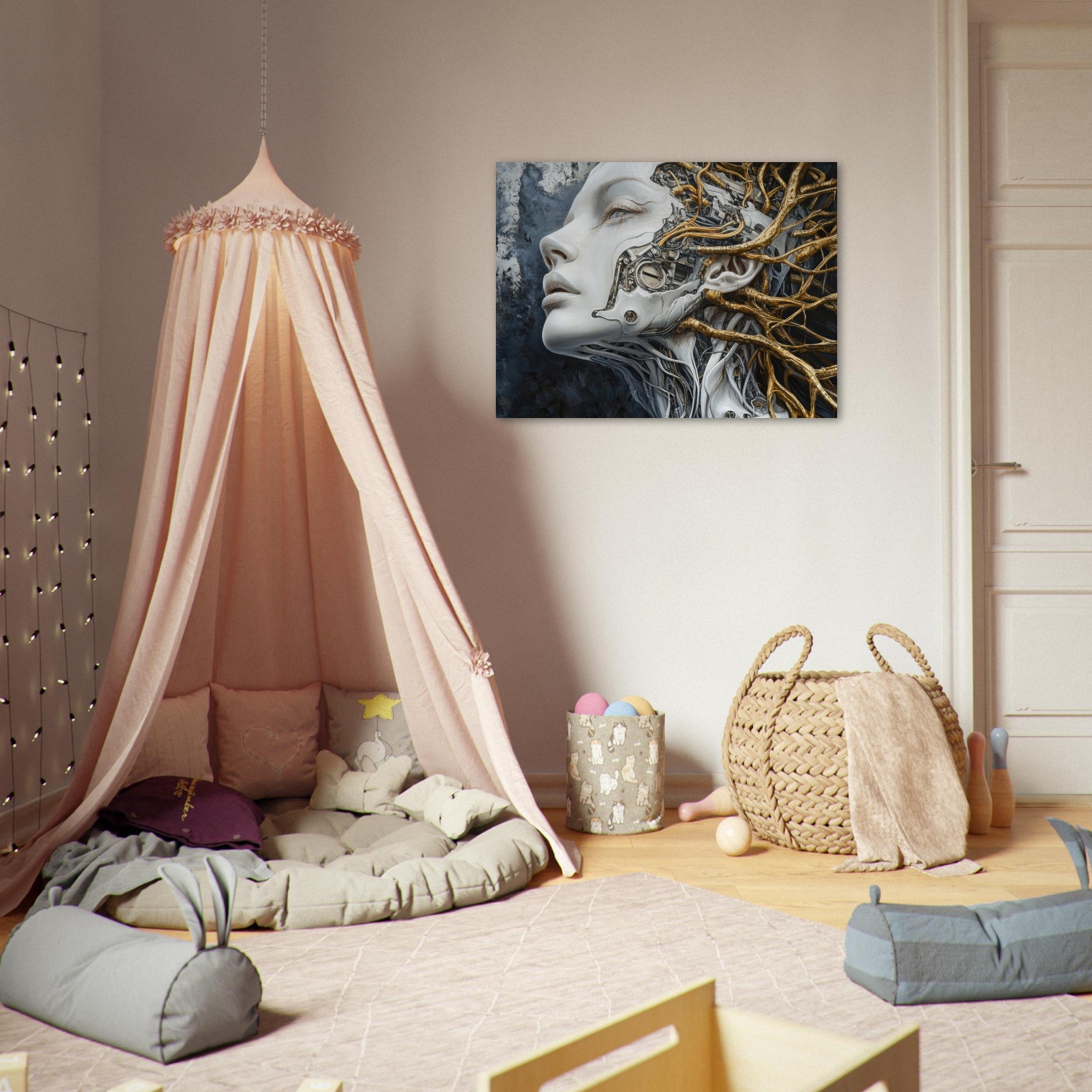 Fine Art Poster Landscape - Surrealist Hybrid Queen on a Biomechanical Thrown 8 - Shop Ai Art WebShop - Digital Art online Store