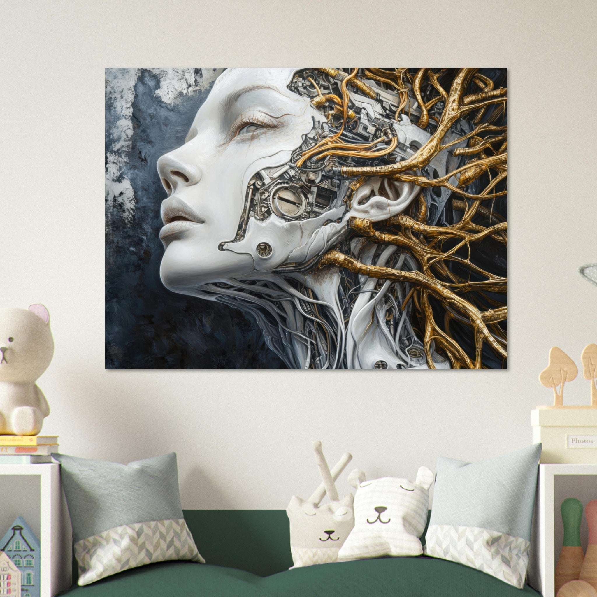 Fine Art Poster Landscape - Surrealist Hybrid Queen on a Biomechanical Thrown 8 - Shop Ai Art WebShop - Digital Art online Store