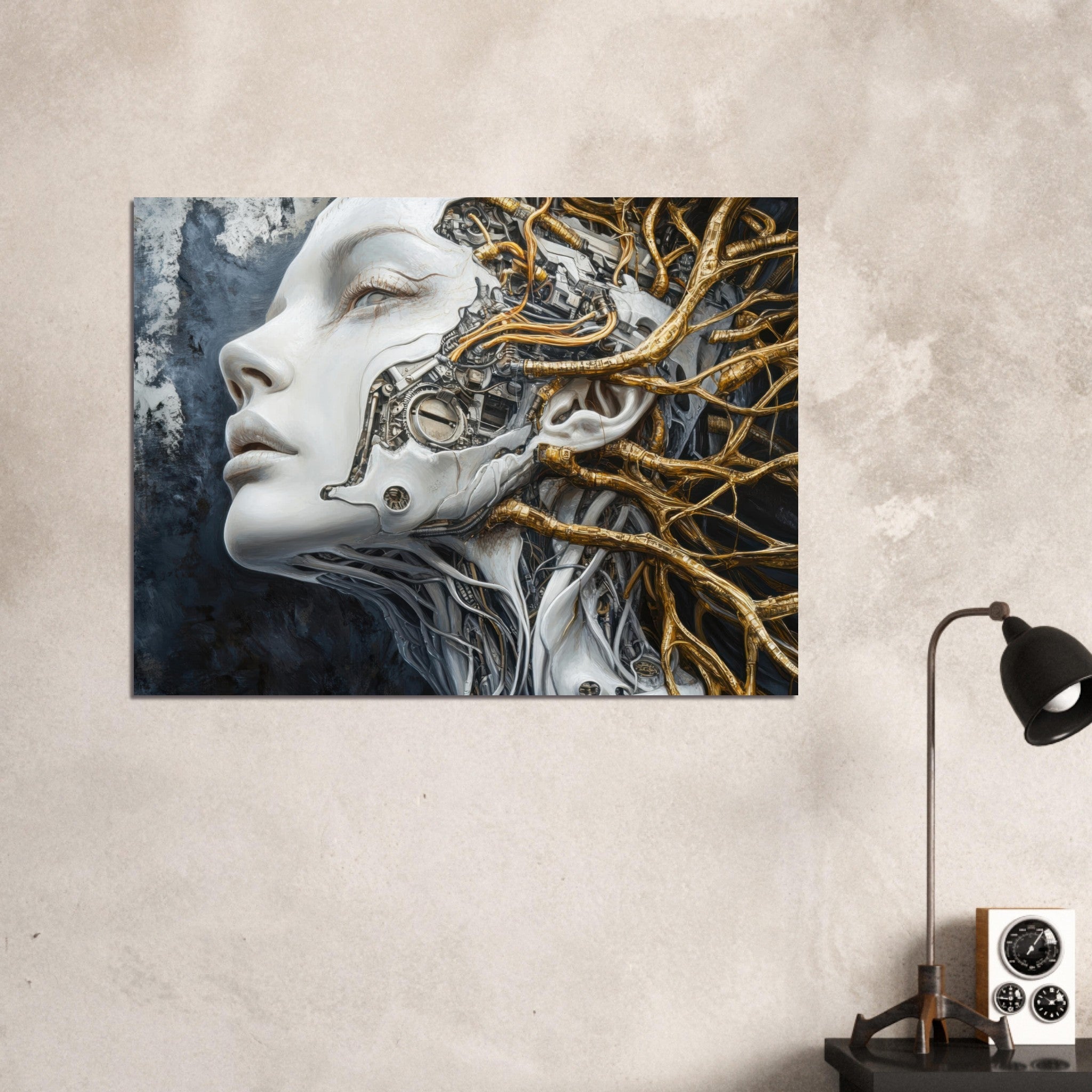 Fine Art Poster Landscape - Surrealist Hybrid Queen on a Biomechanical Thrown 8 - Shop Ai Art WebShop - Digital Art online Store