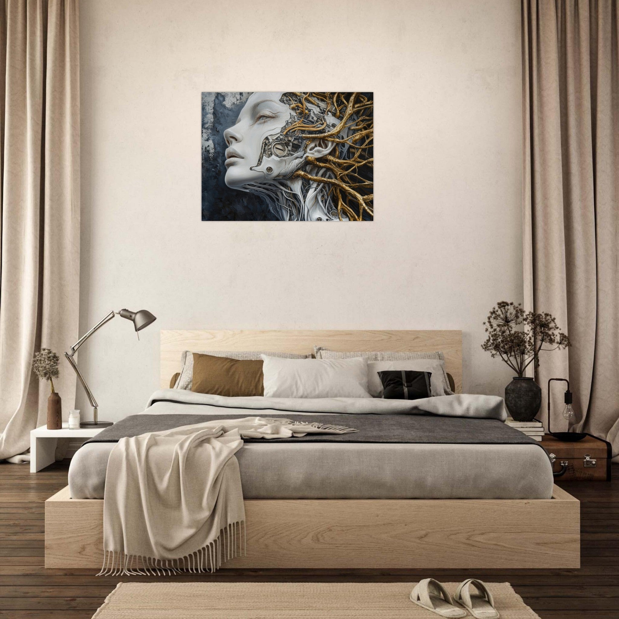 Fine Art Poster Landscape - Surrealist Hybrid Queen on a Biomechanical Thrown 8 - Shop Ai Art WebShop - Digital Art online Store
