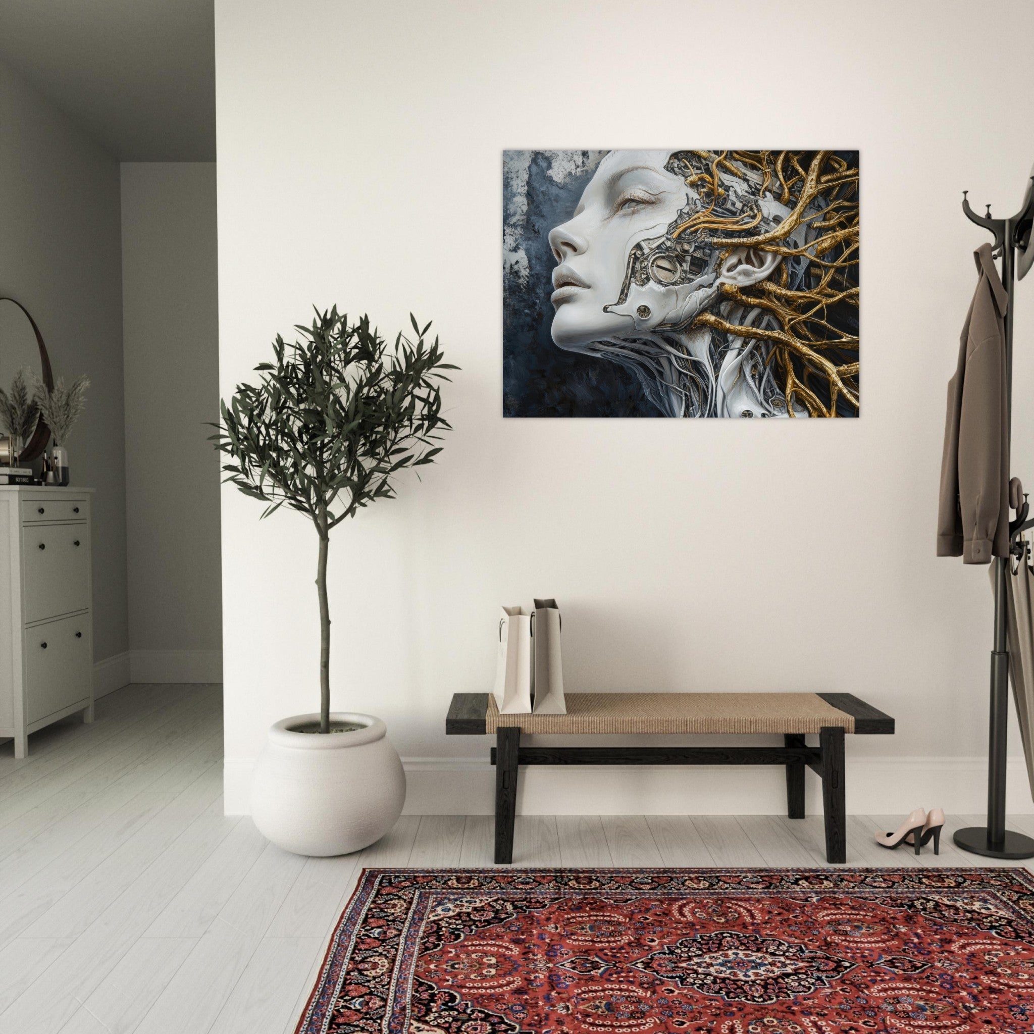 Fine Art Poster Landscape - Surrealist Hybrid Queen on a Biomechanical Thrown 8 - Shop Ai Art WebShop - Digital Art online Store