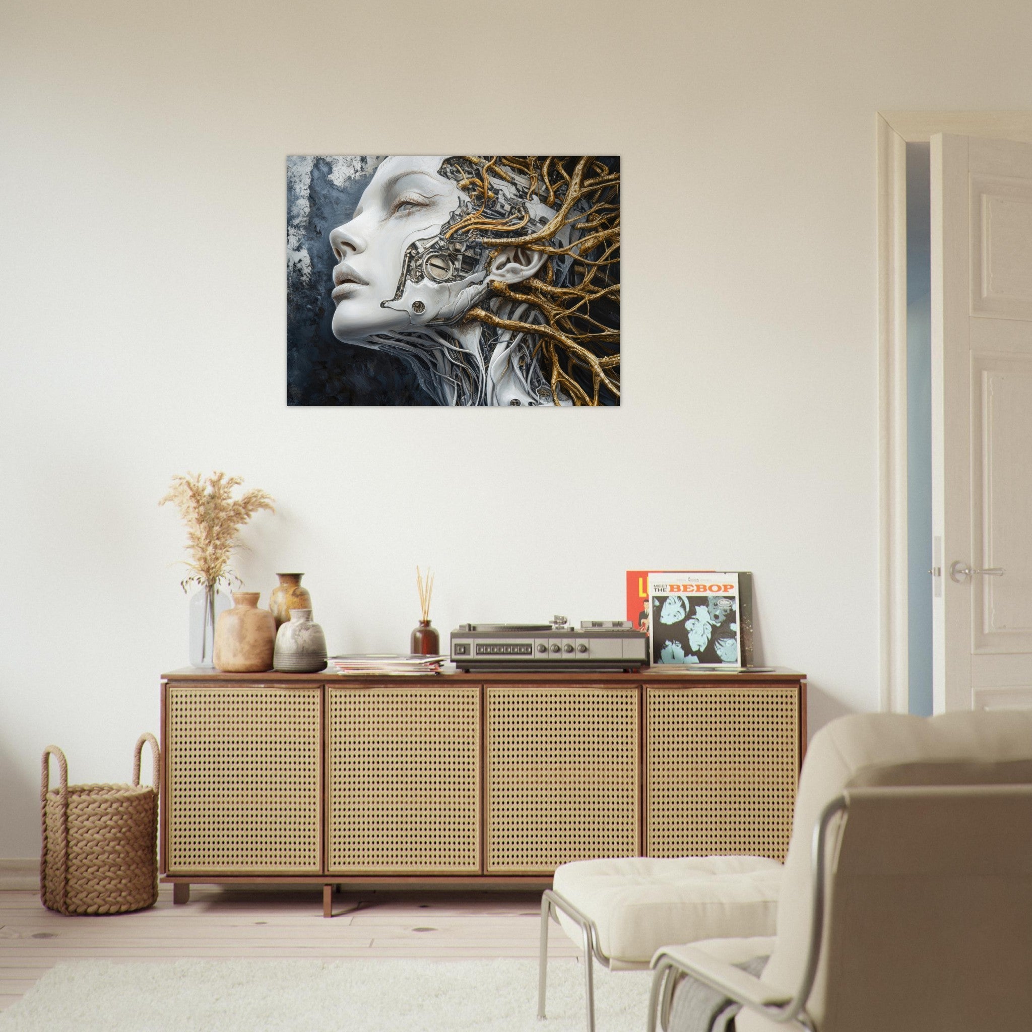 Fine Art Poster Landscape - Surrealist Hybrid Queen on a Biomechanical Thrown 8 - Shop Ai Art WebShop - Digital Art online Store