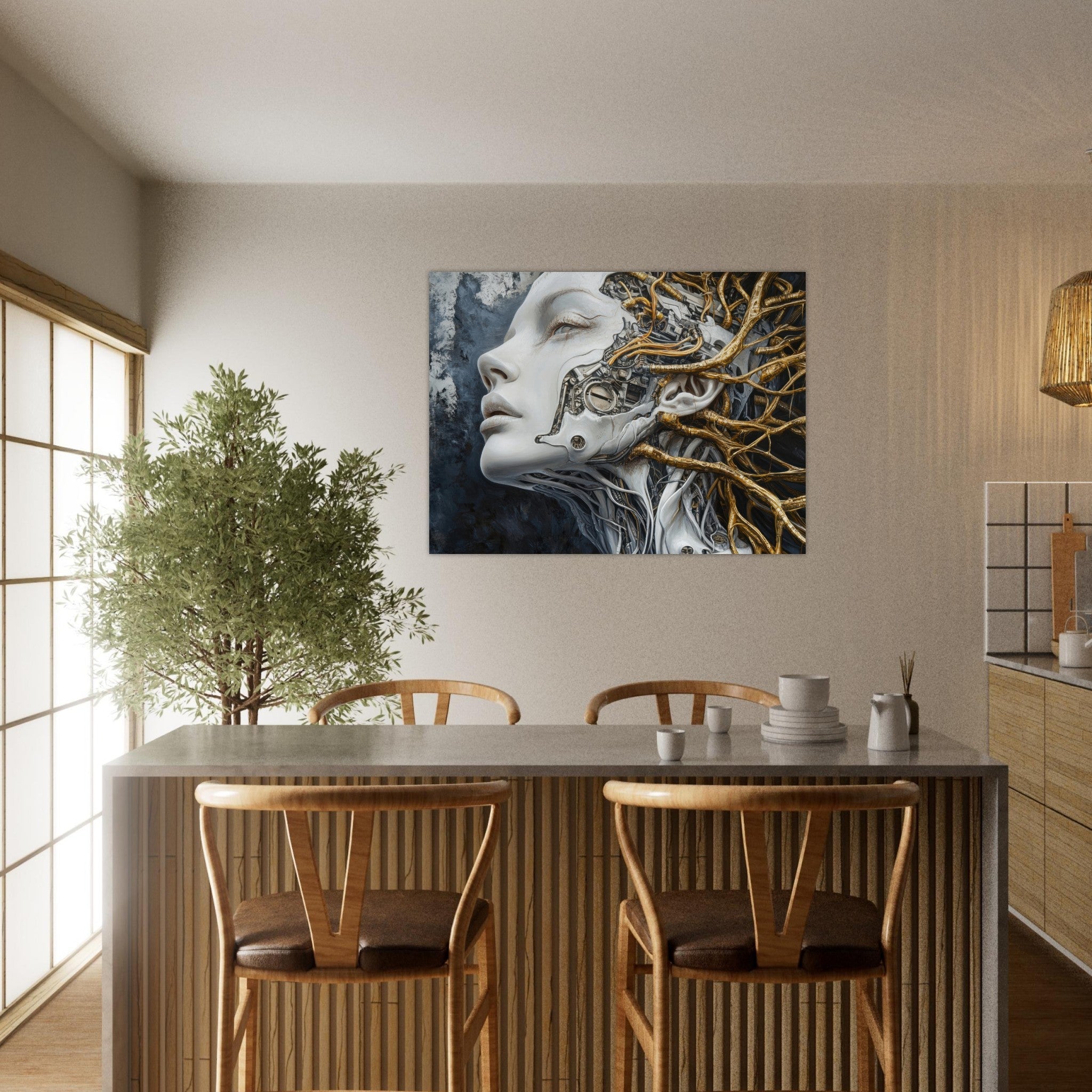 Fine Art Poster Landscape - Surrealist Hybrid Queen on a Biomechanical Thrown 8 - Shop Ai Art WebShop - Digital Art online Store