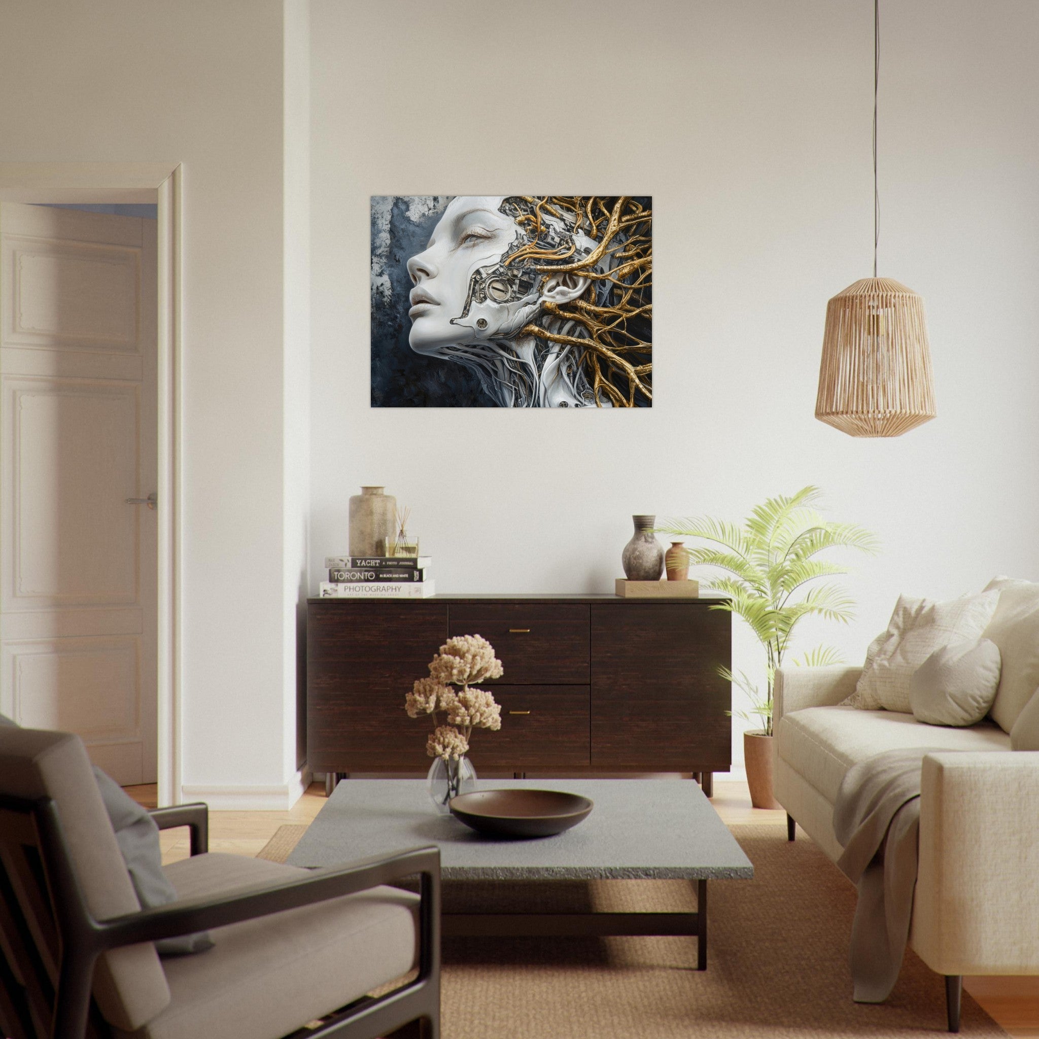Fine Art Poster Landscape - Surrealist Hybrid Queen on a Biomechanical Thrown 8 - Shop Ai Art WebShop - Digital Art online Store