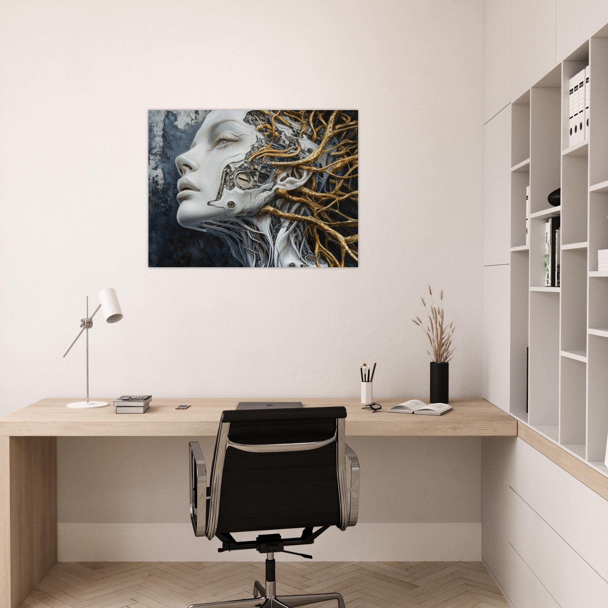 Fine Art Poster Landscape - Surrealist Hybrid Queen on a Biomechanical Thrown 8 - Shop Ai Art WebShop - Digital Art online Store