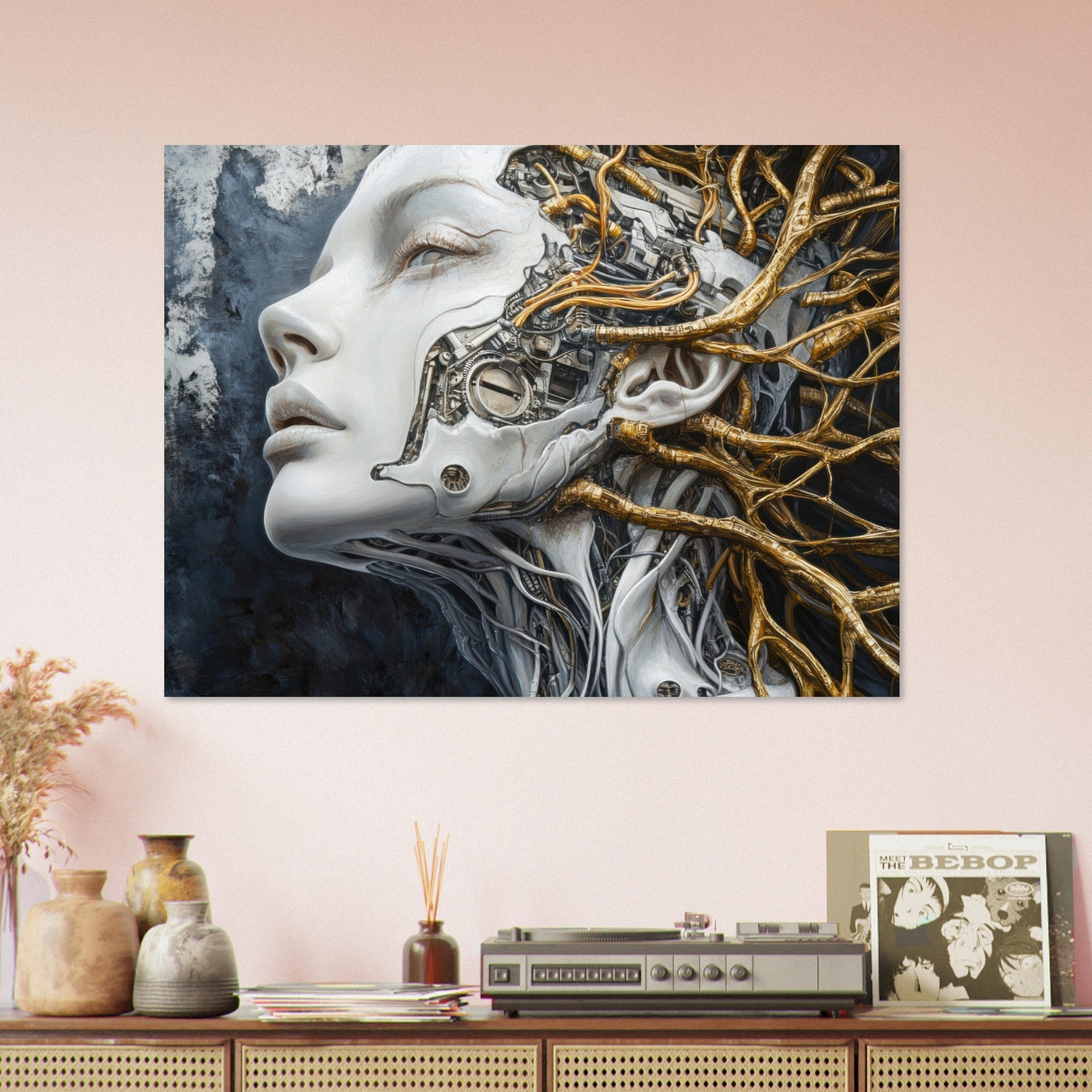 Fine Art Poster Landscape - Surrealist Hybrid Queen on a Biomechanical Thrown 8 - Shop Ai Art WebShop - Digital Art online Store