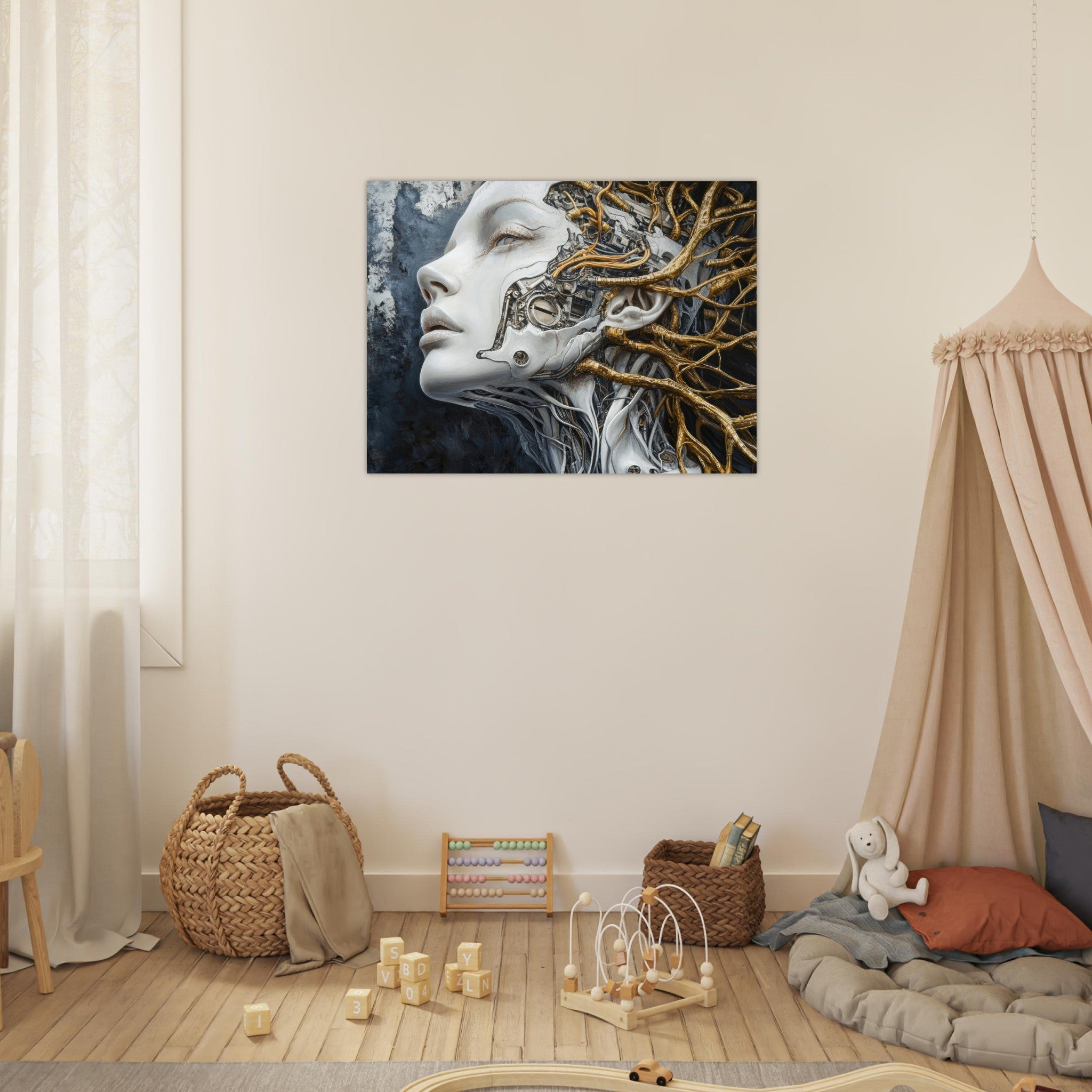 Fine Art Poster Landscape - Surrealist Hybrid Queen on a Biomechanical Thrown 8 - Shop Ai Art WebShop - Digital Art online Store