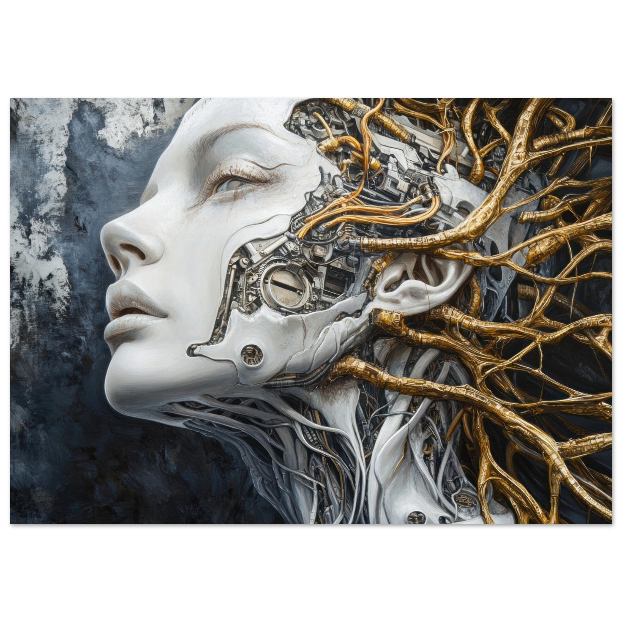 Fine Art Poster Landscape - Surrealist Hybrid Queen on a Biomechanical Thrown 8 - Shop Ai Art WebShop - Digital Art online Store