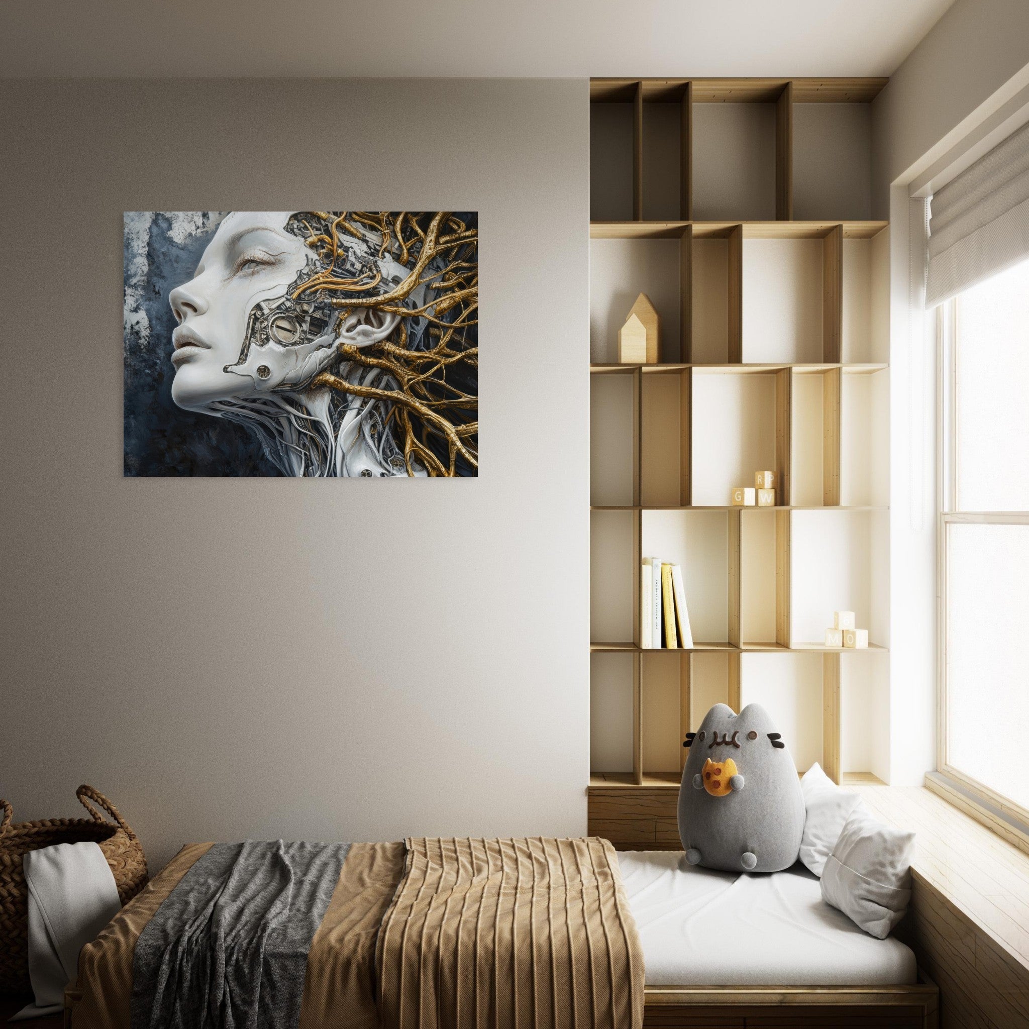 Fine Art Poster Landscape - Surrealist Hybrid Queen on a Biomechanical Thrown 8 - Shop Ai Art WebShop - Digital Art online Store