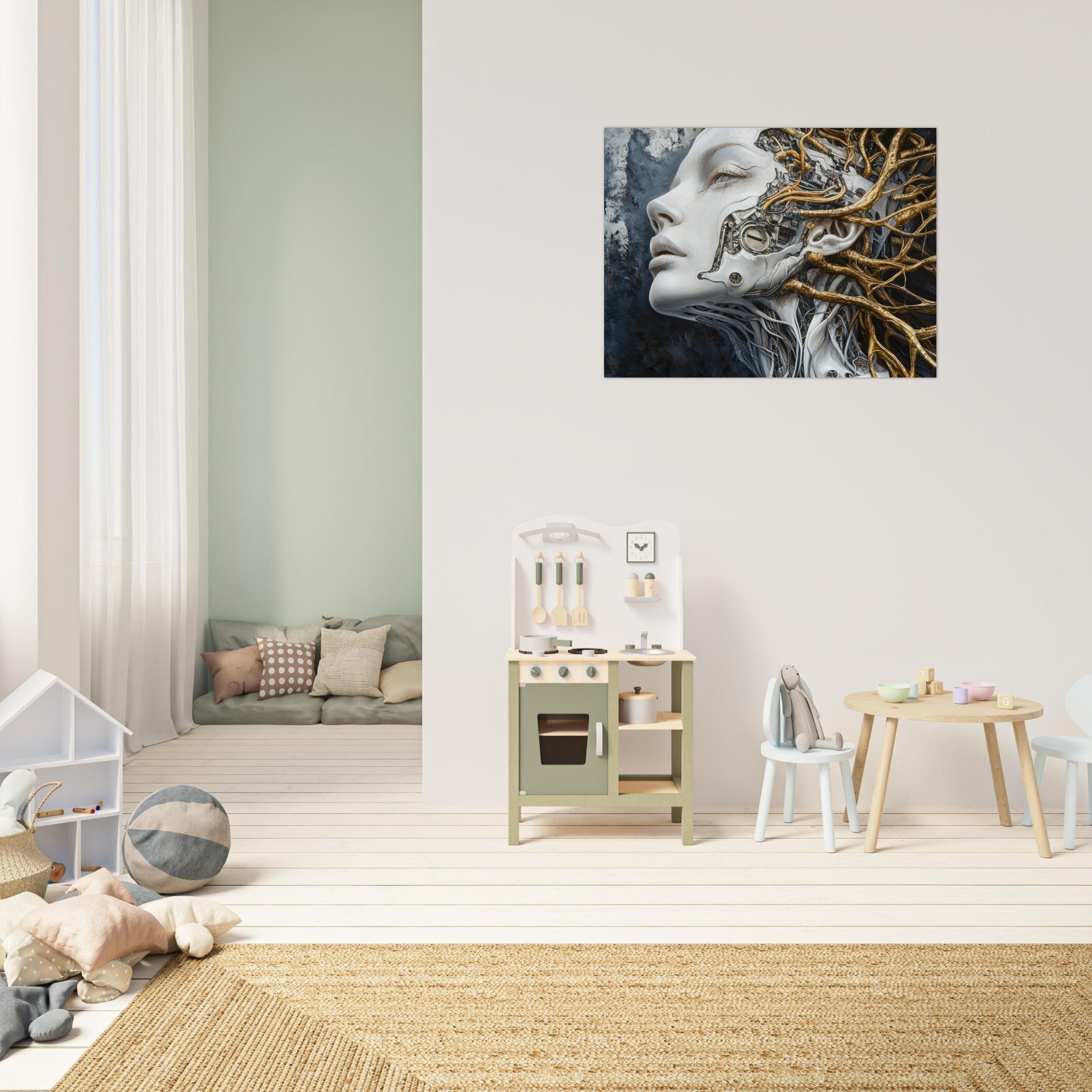 Fine Art Poster Landscape - Surrealist Hybrid Queen on a Biomechanical Thrown 8 - Shop Ai Art WebShop - Digital Art online Store