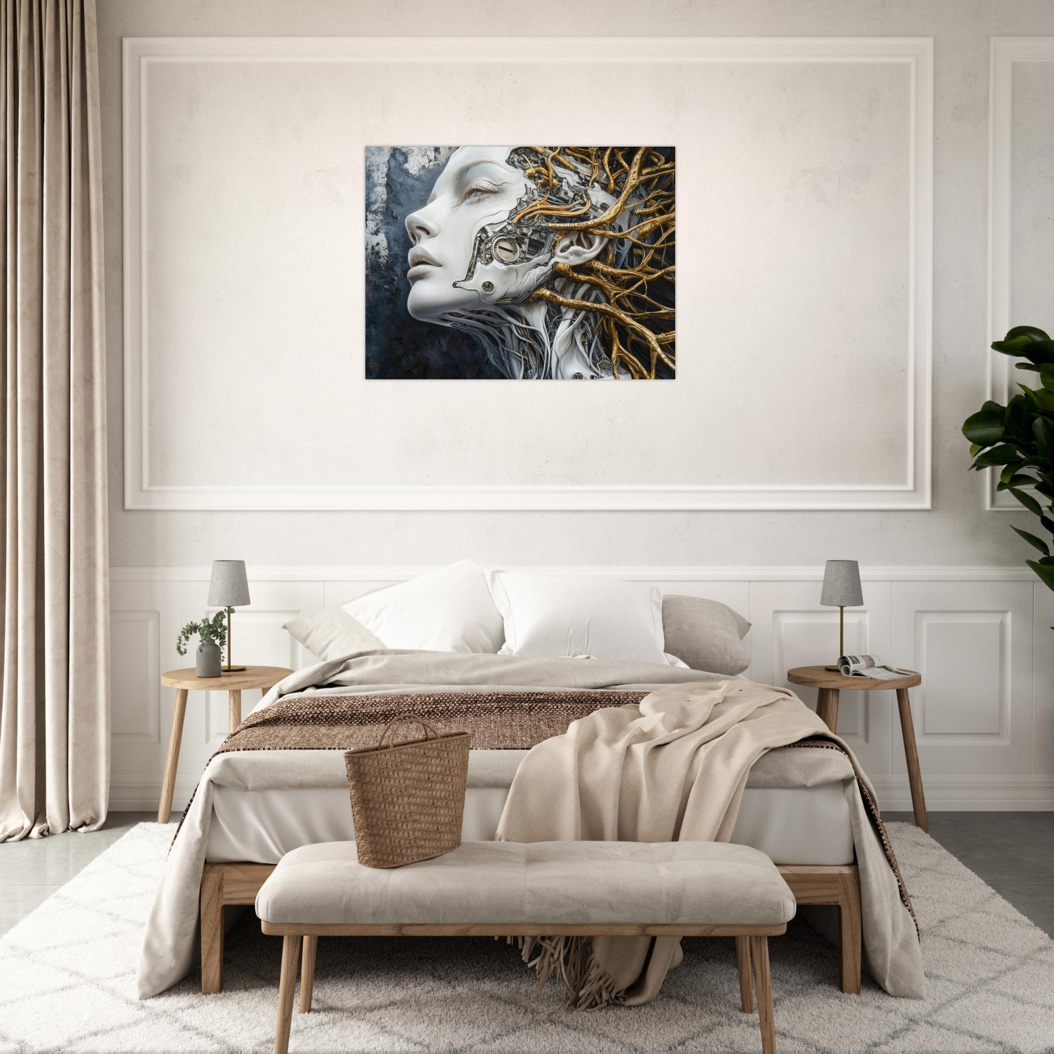 Fine Art Poster Landscape - Surrealist Hybrid Queen on a Biomechanical Thrown 8 - Shop Ai Art WebShop - Digital Art online Store