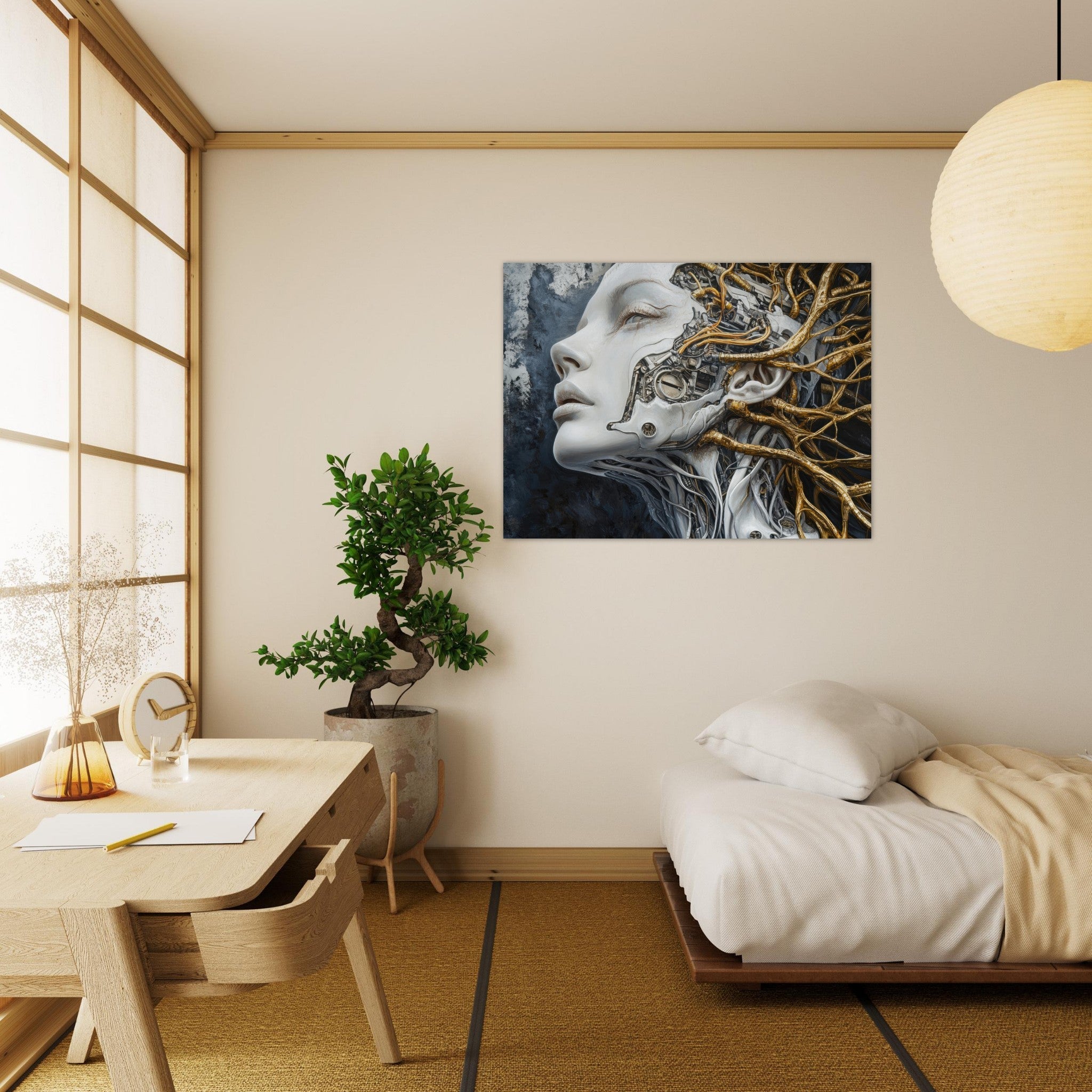 Fine Art Poster Landscape - Surrealist Hybrid Queen on a Biomechanical Thrown 8 - Shop Ai Art WebShop - Digital Art online Store
