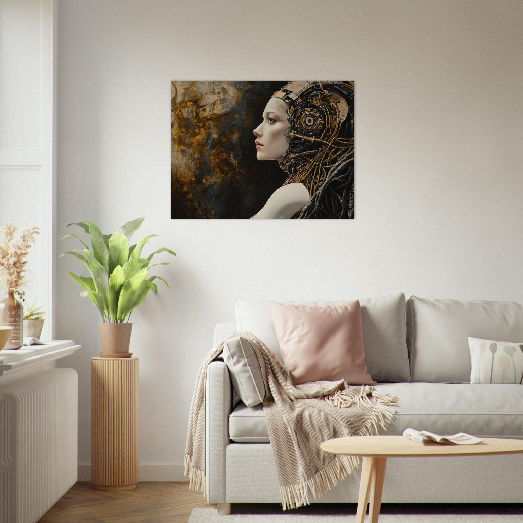 Fine Art Poster Landscape - Surrealist Hybrid Queen on a Biomechanical Thrown - Shop Ai Art WebShop - Digital Art online Store
