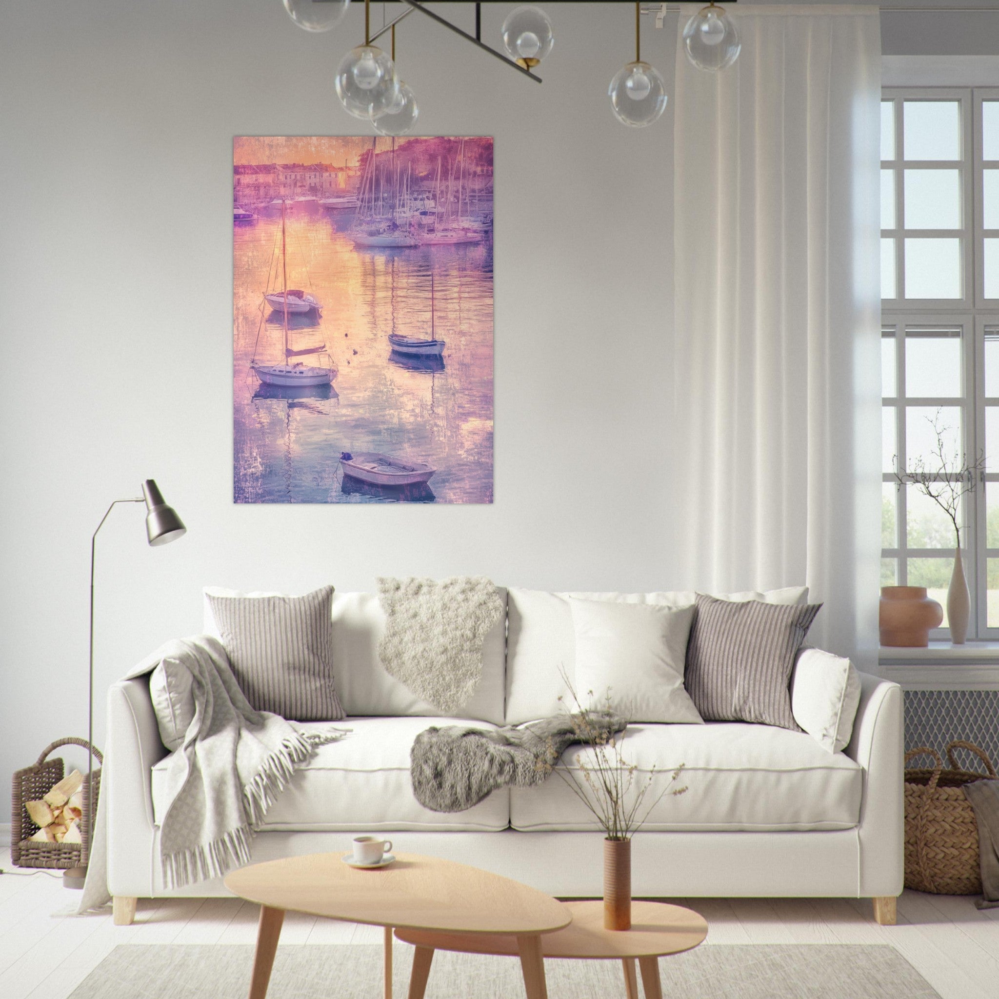 Fine Art Poster Portrait - Boats at Dusk A harbor filled with gently rocky 3 - Shop Ai Art WebShop - Digital Art online Store