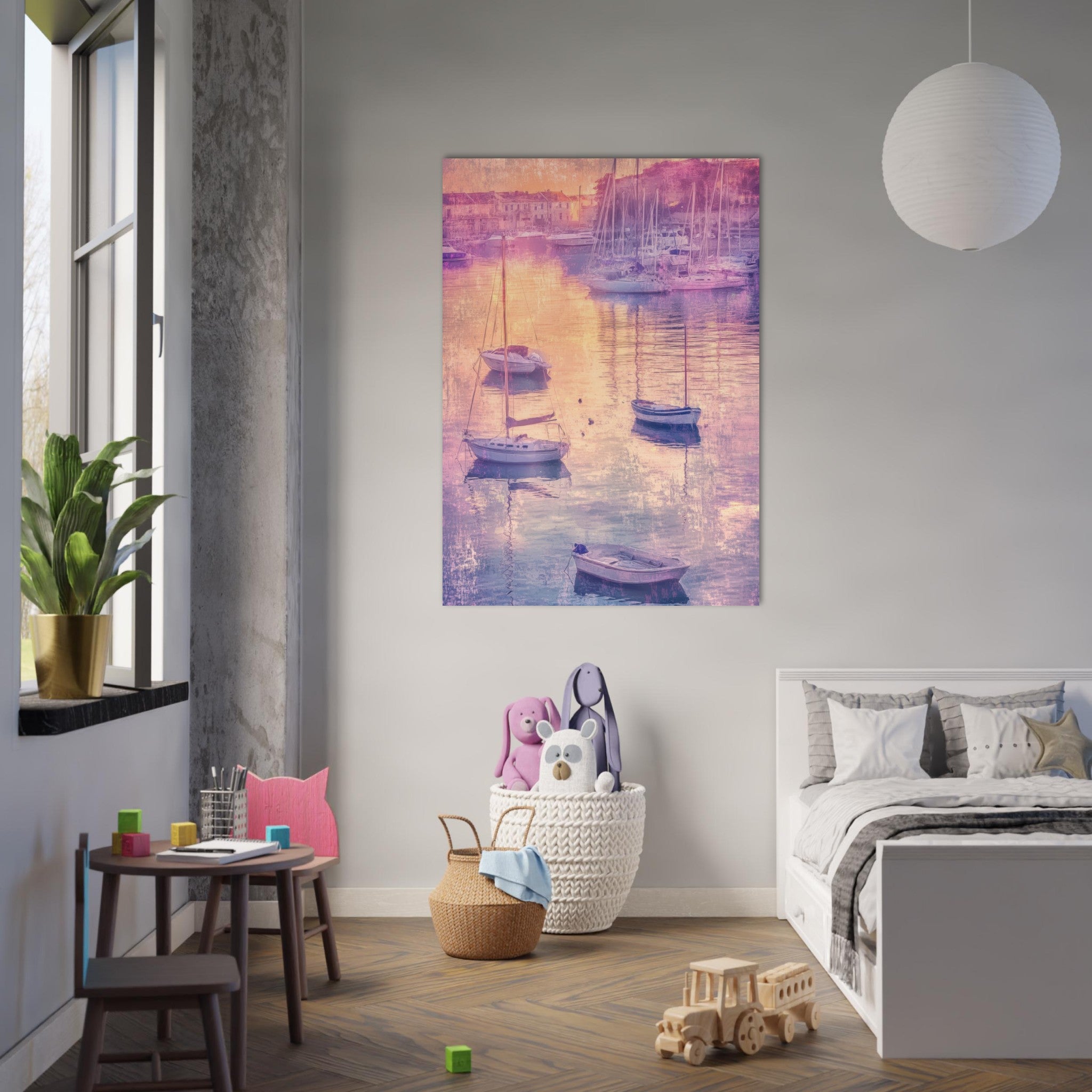 Fine Art Poster Portrait - Boats at Dusk A harbor filled with gently rocky 3 - Shop Ai Art WebShop - Digital Art online Store