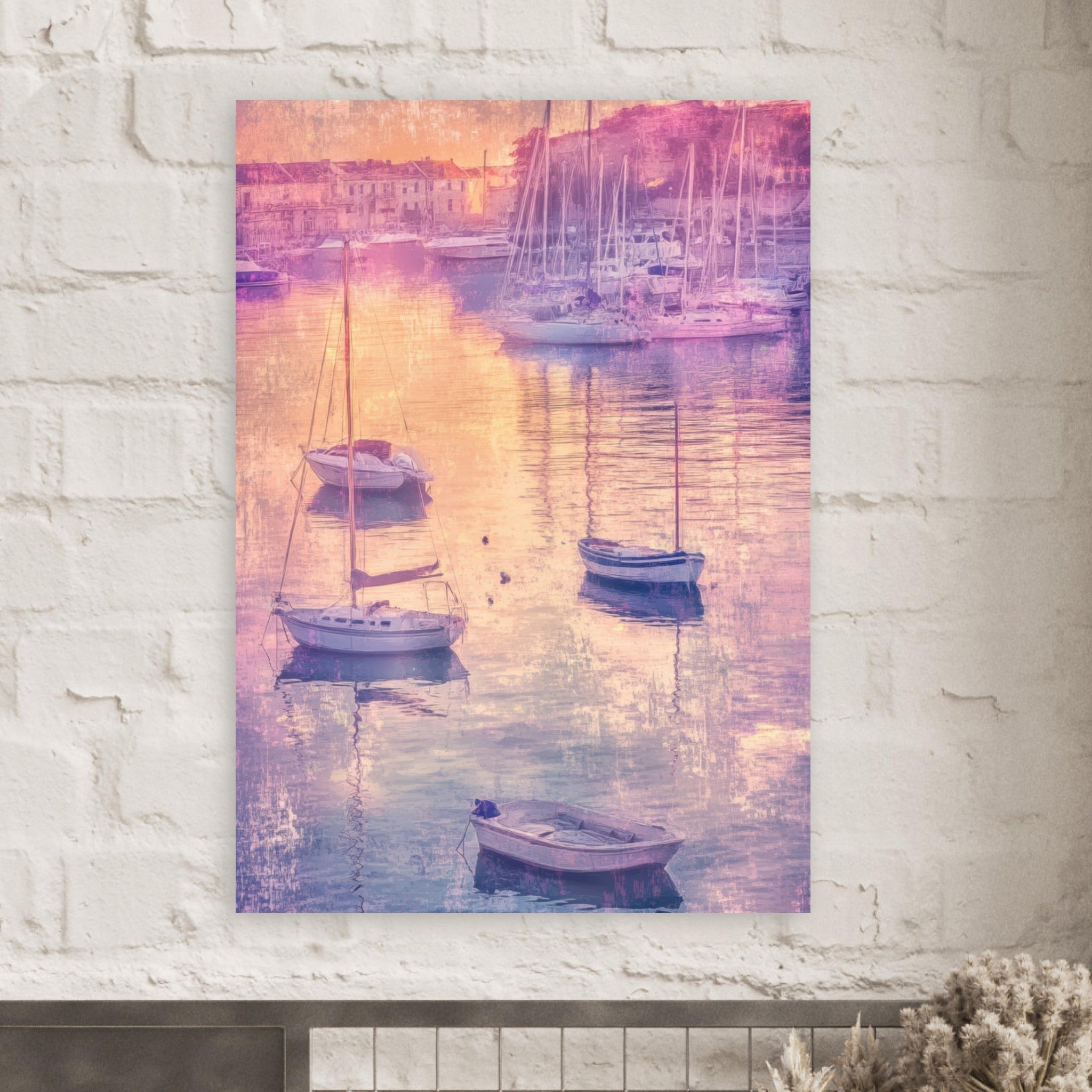 Fine Art Poster Portrait - Boats at Dusk A harbor filled with gently rocky 3 - Shop Ai Art WebShop - Digital Art online Store