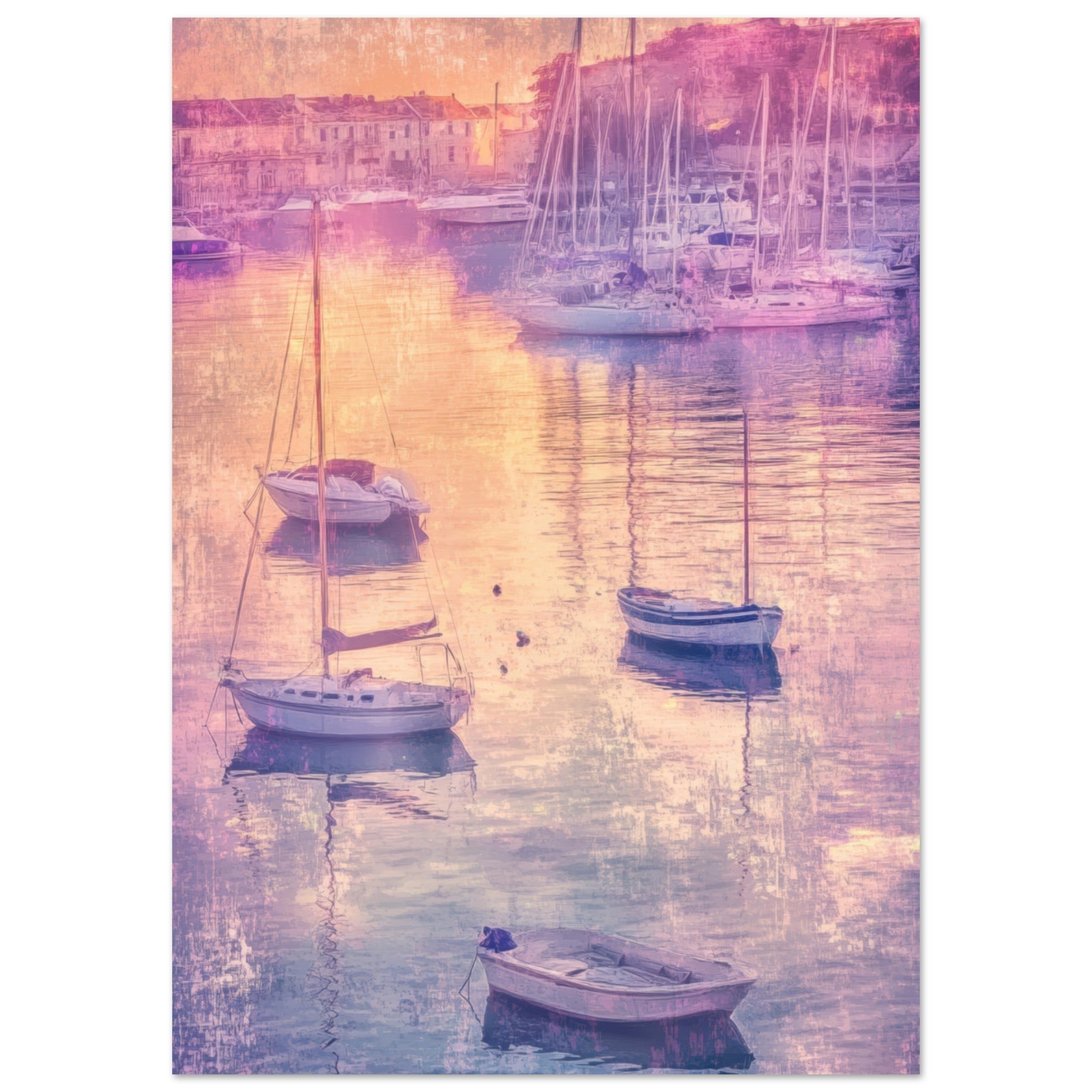 Fine Art Poster Portrait - Boats at Dusk A harbor filled with gently rocky 3 - Shop Ai Art WebShop - Digital Art online Store