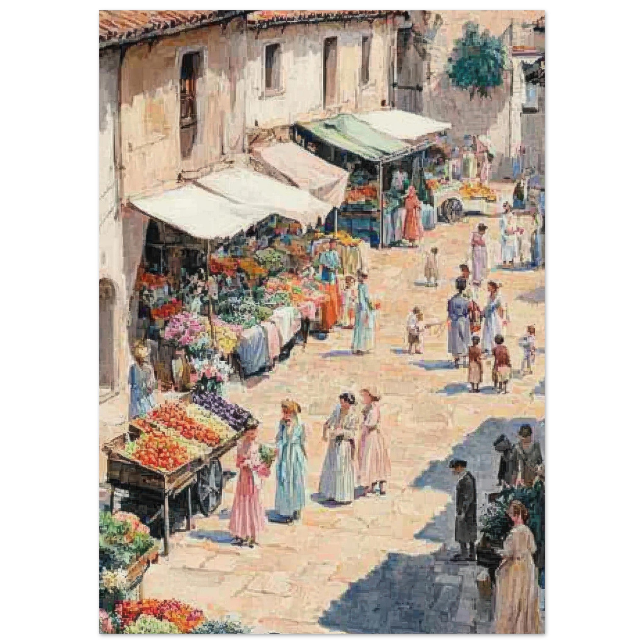 Fine Art Poster Portrait - Bustling Market Scene A lively 19th - century may - Shop Ai Art WebShop - Digital Art online Store