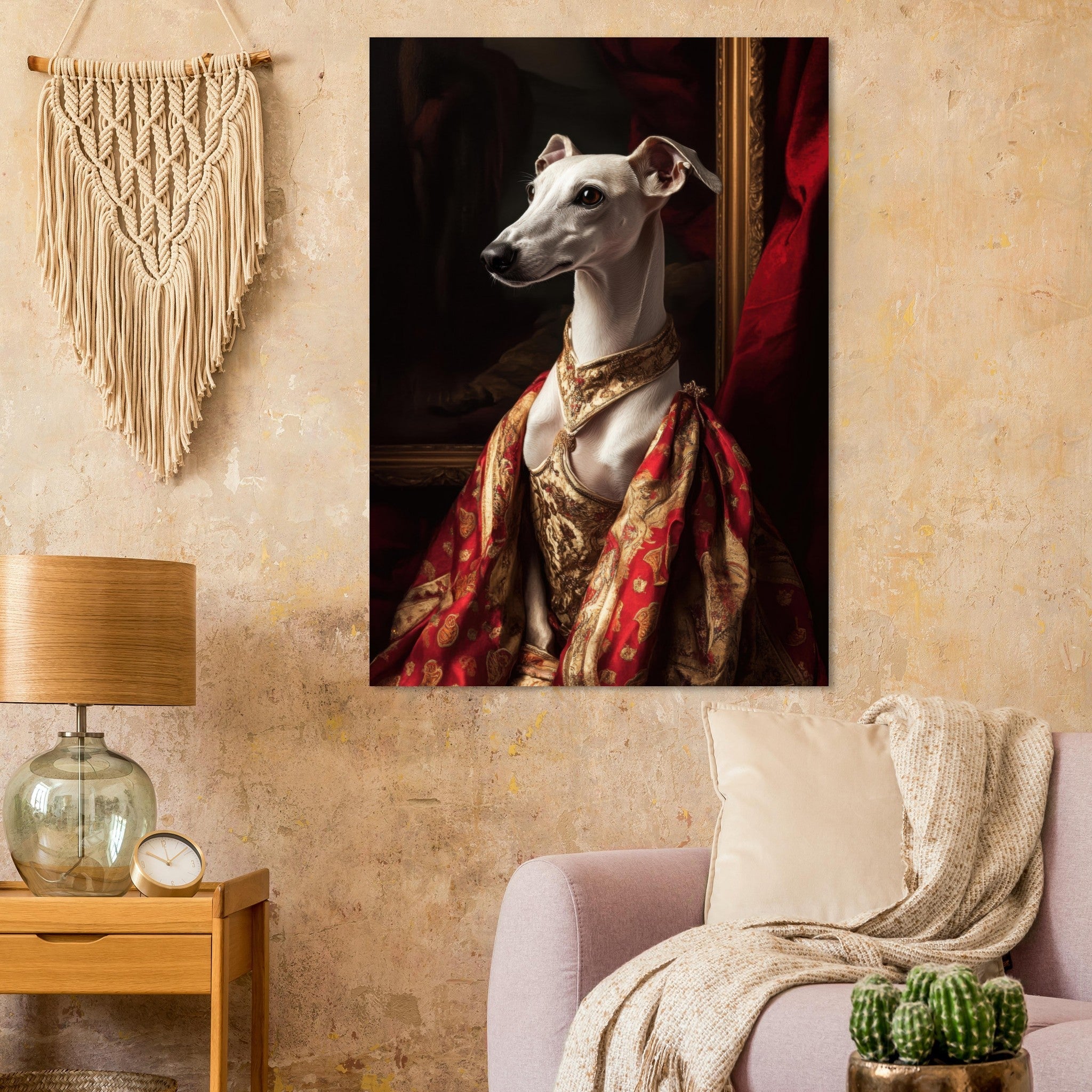 Fine Art Poster Portrait - Elegant Baroque Greyhound Portrait A sleek grey - Shop Ai Art WebShop - Digital Art online Store