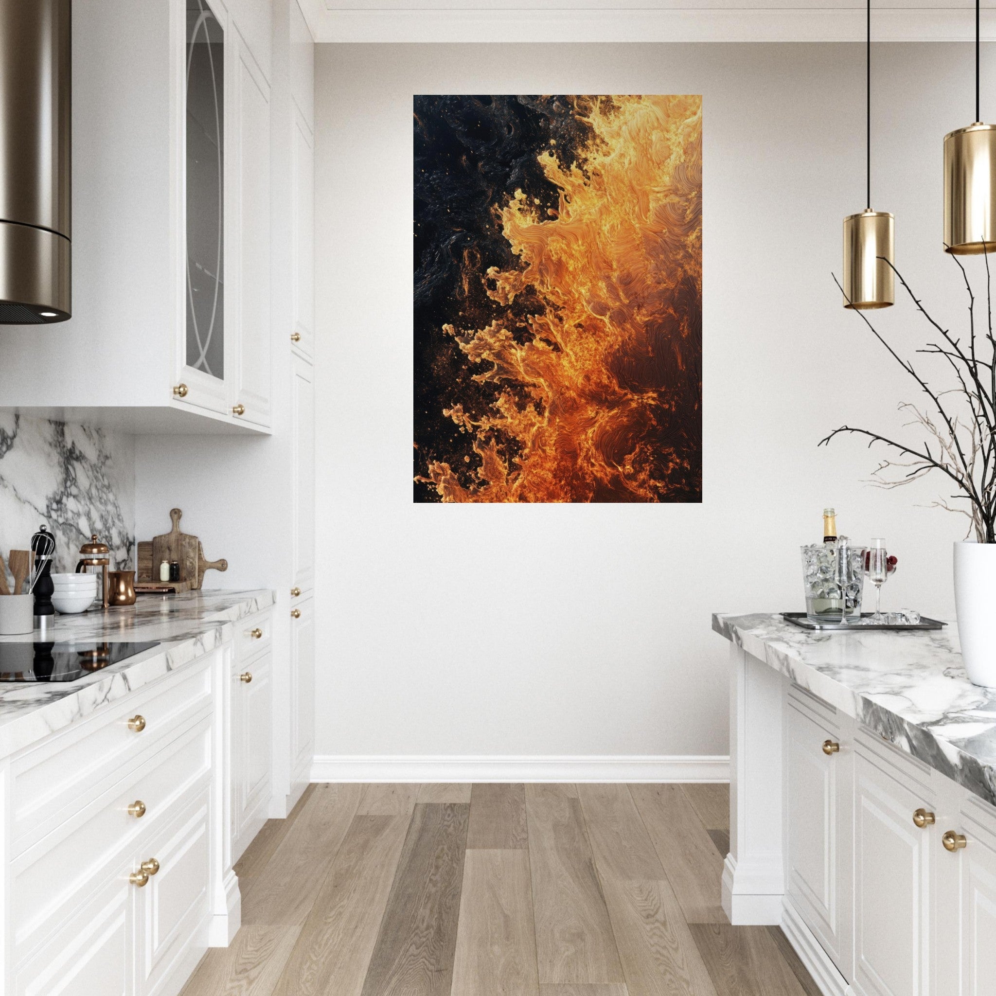 Fine Art Poster Portrait - Ember Genesis A volatile burst of molten gold 7 - Shop Ai Art WebShop - Digital Art online Store
