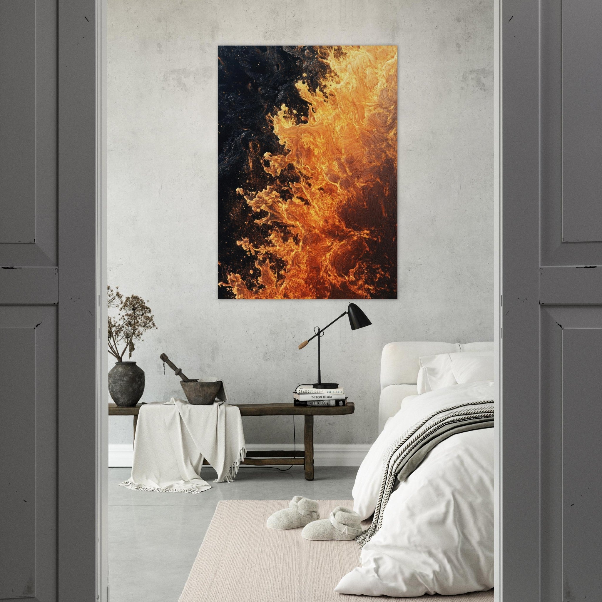 Fine Art Poster Portrait - Ember Genesis A volatile burst of molten gold 7 - Shop Ai Art WebShop - Digital Art online Store