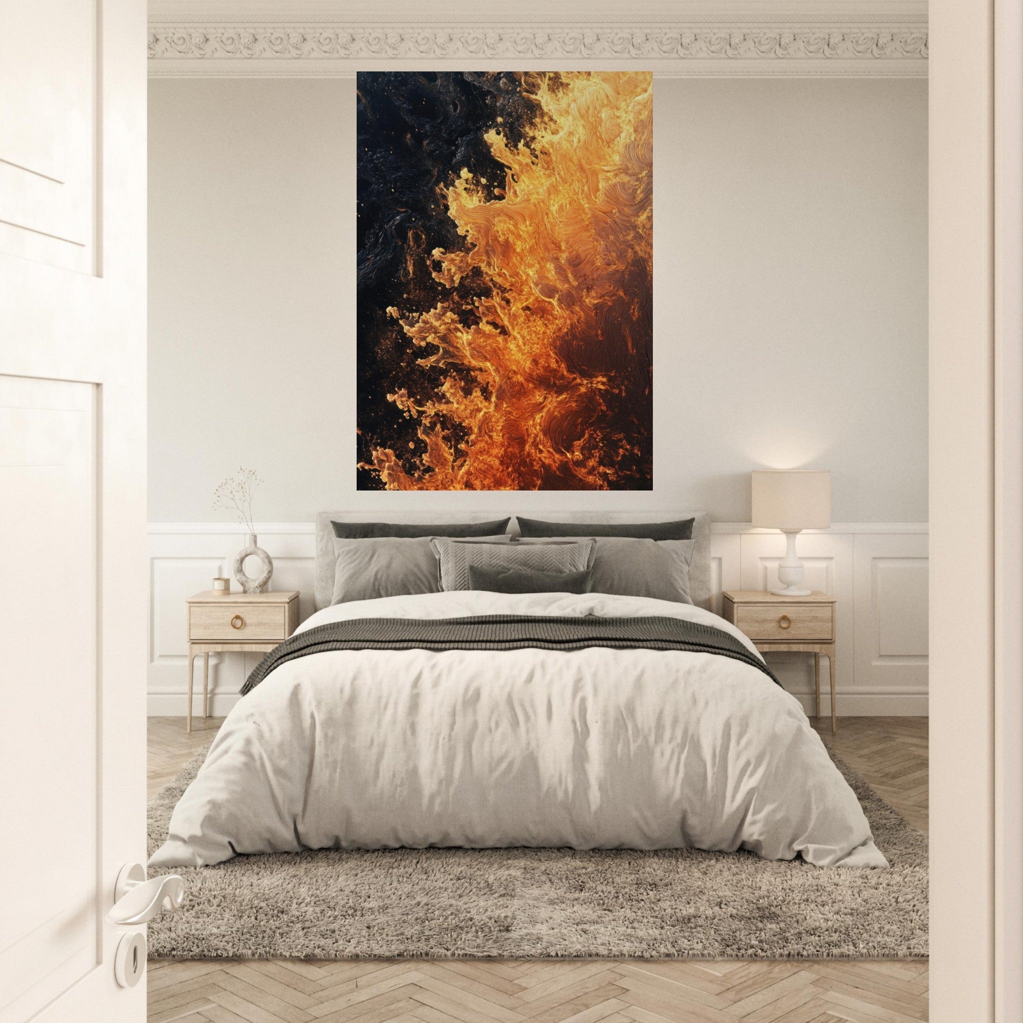Fine Art Poster Portrait - Ember Genesis A volatile burst of molten gold 7 - Shop Ai Art WebShop - Digital Art online Store
