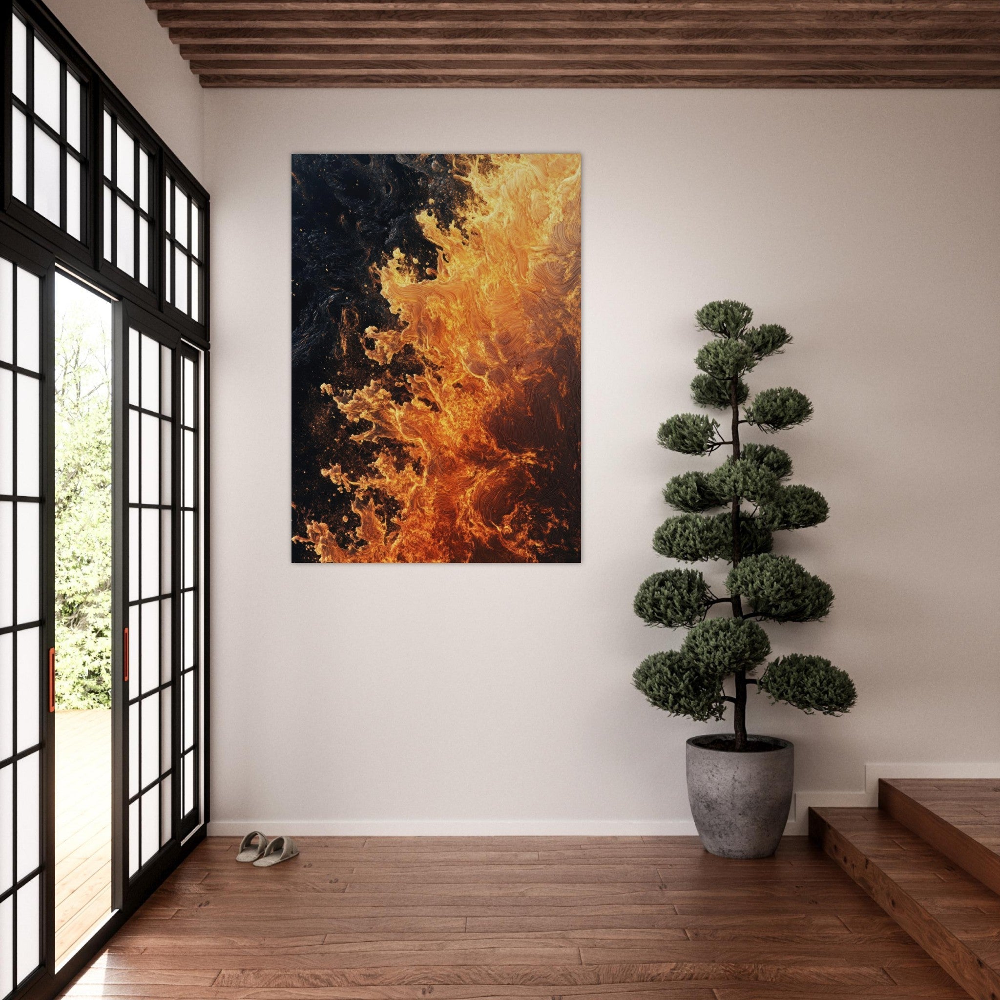 Fine Art Poster Portrait - Ember Genesis A volatile burst of molten gold 7 - Shop Ai Art WebShop - Digital Art online Store