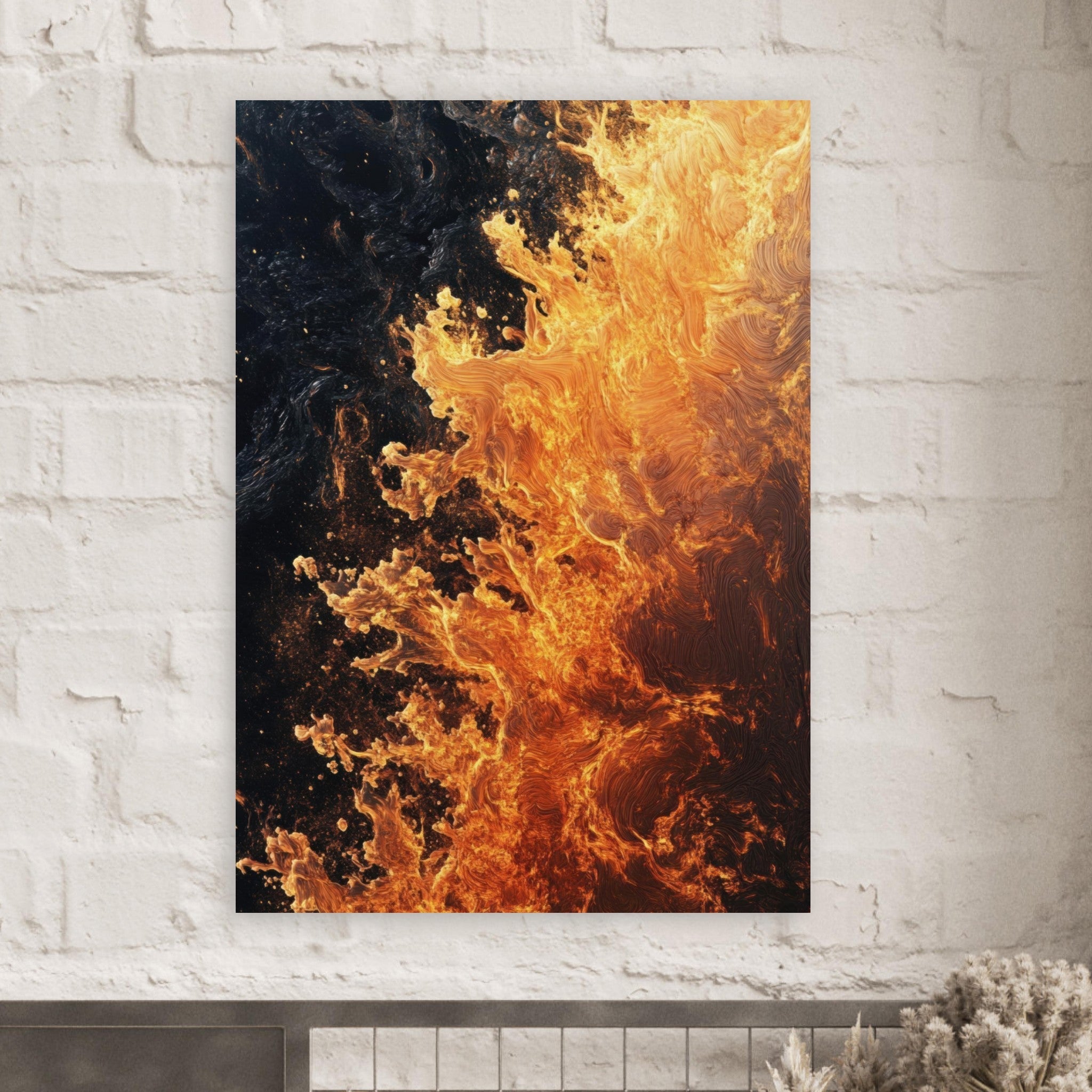 Fine Art Poster Portrait - Ember Genesis A volatile burst of molten gold 7 - Shop Ai Art WebShop - Digital Art online Store