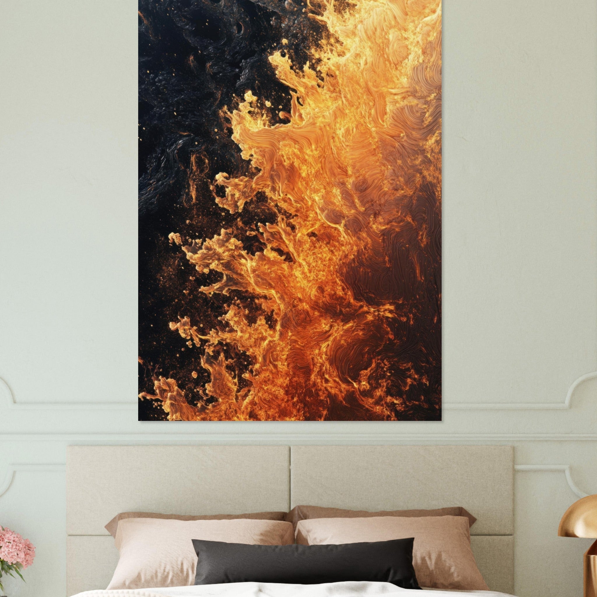Fine Art Poster Portrait - Ember Genesis A volatile burst of molten gold 7 - Shop Ai Art WebShop - Digital Art online Store