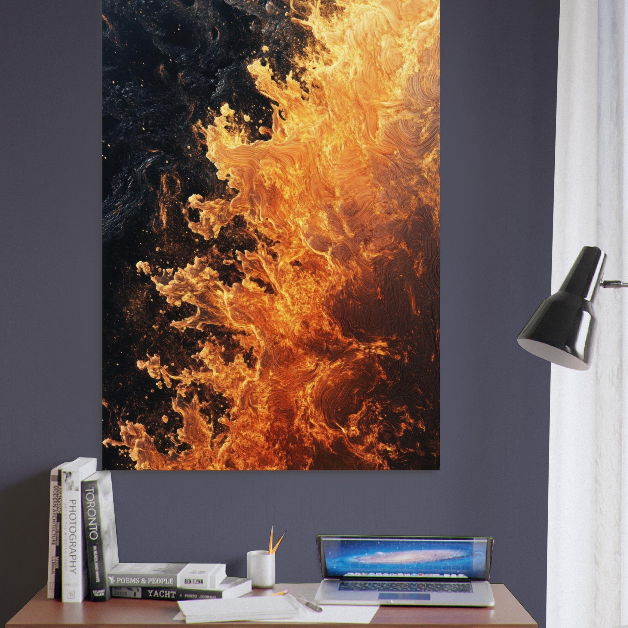 Fine Art Poster Portrait - Ember Genesis A volatile burst of molten gold 7 - Shop Ai Art WebShop - Digital Art online Store