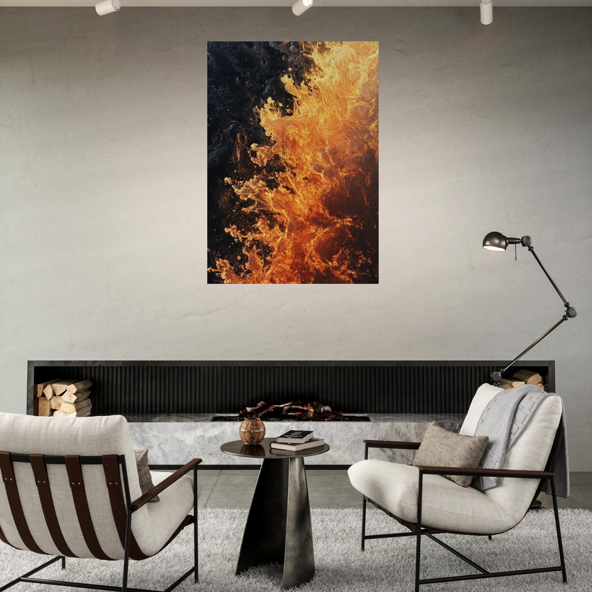 Fine Art Poster Portrait - Ember Genesis A volatile burst of molten gold 7 - Shop Ai Art WebShop - Digital Art online Store
