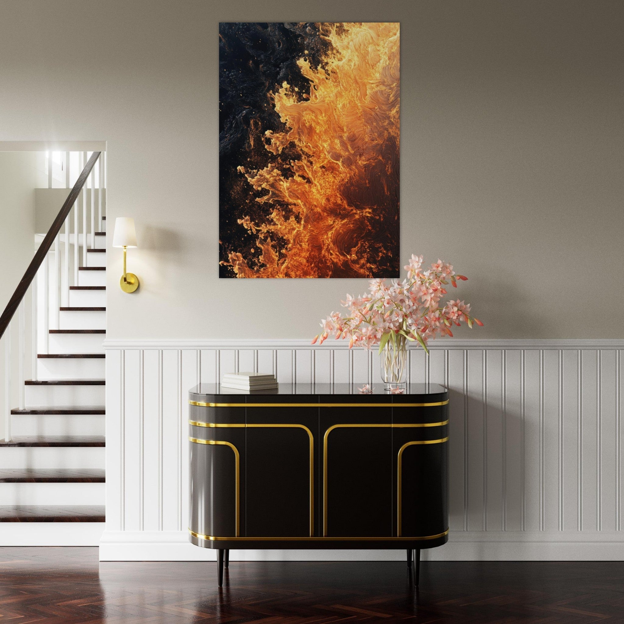 Fine Art Poster Portrait - Ember Genesis A volatile burst of molten gold 7 - Shop Ai Art WebShop - Digital Art online Store