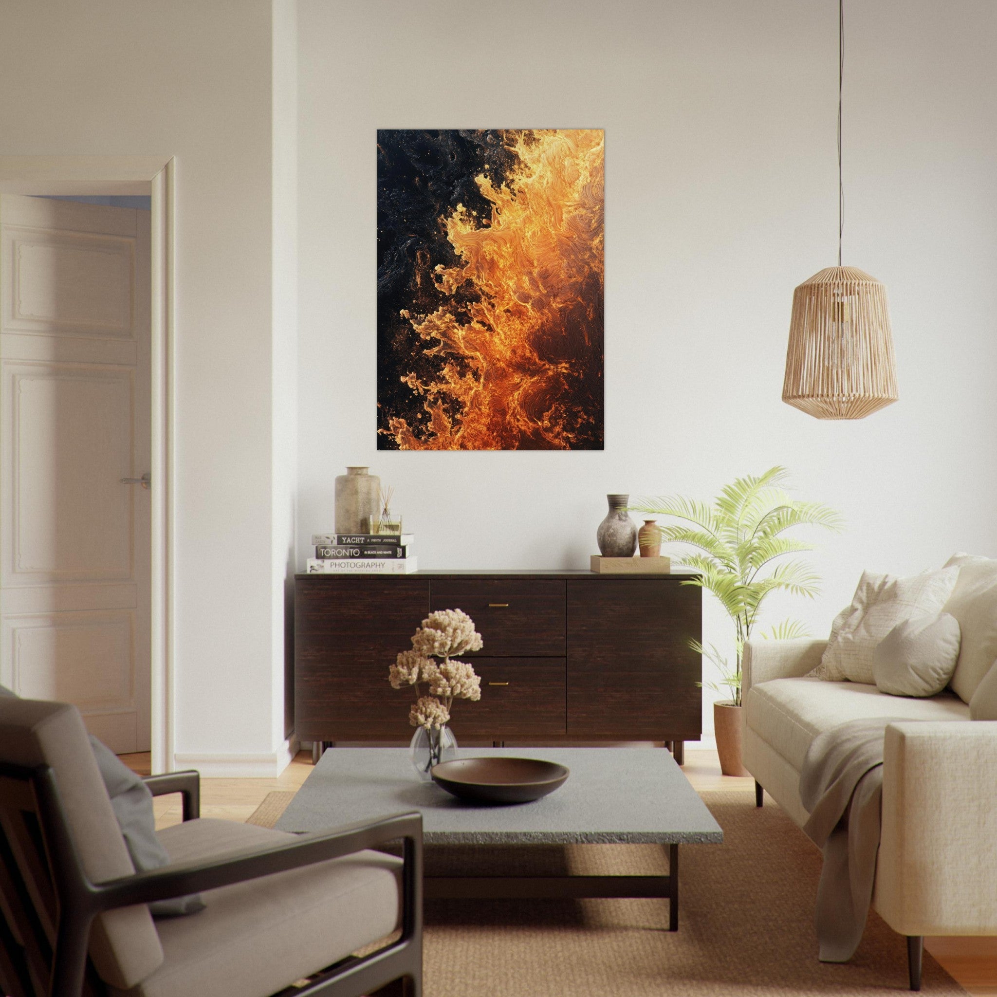 Fine Art Poster Portrait - Ember Genesis A volatile burst of molten gold 7 - Shop Ai Art WebShop - Digital Art online Store