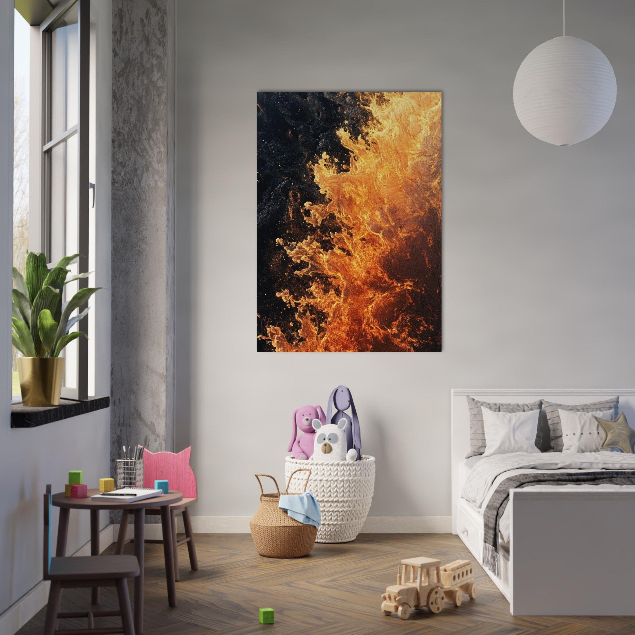 Fine Art Poster Portrait - Ember Genesis A volatile burst of molten gold 7 - Shop Ai Art WebShop - Digital Art online Store