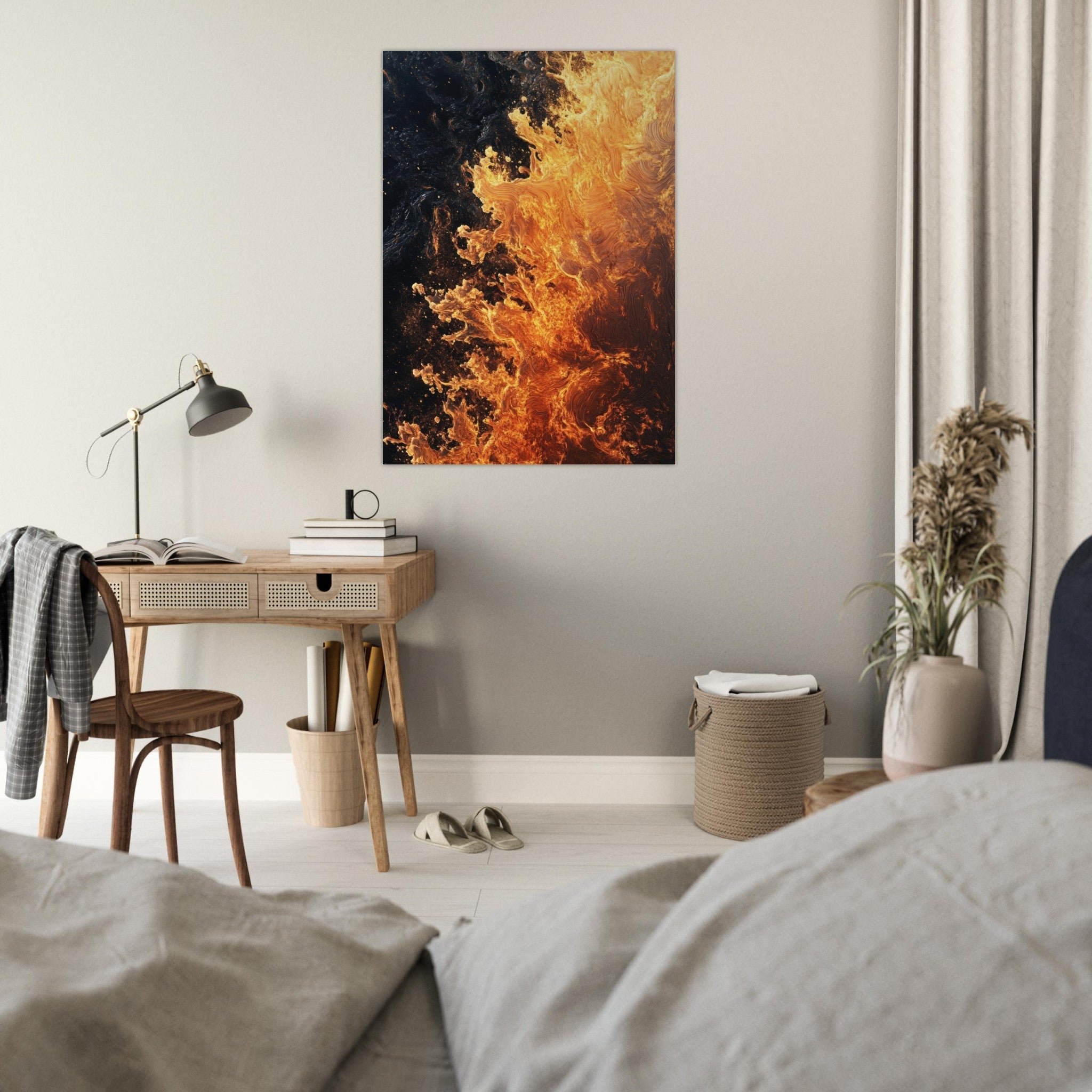 Fine Art Poster Portrait - Ember Genesis A volatile burst of molten gold 7 - Shop Ai Art WebShop - Digital Art online Store