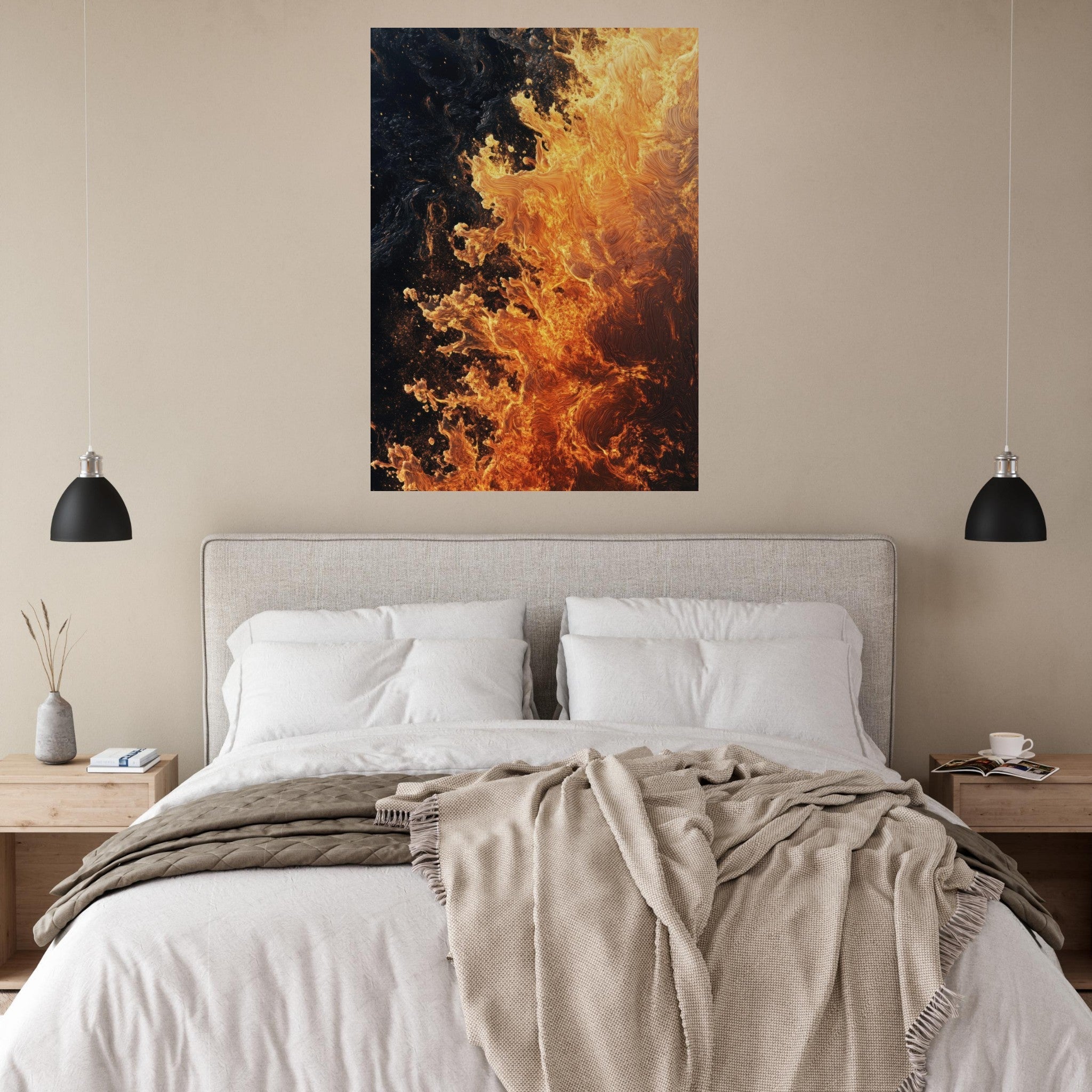 Fine Art Poster Portrait - Ember Genesis A volatile burst of molten gold 7 - Shop Ai Art WebShop - Digital Art online Store