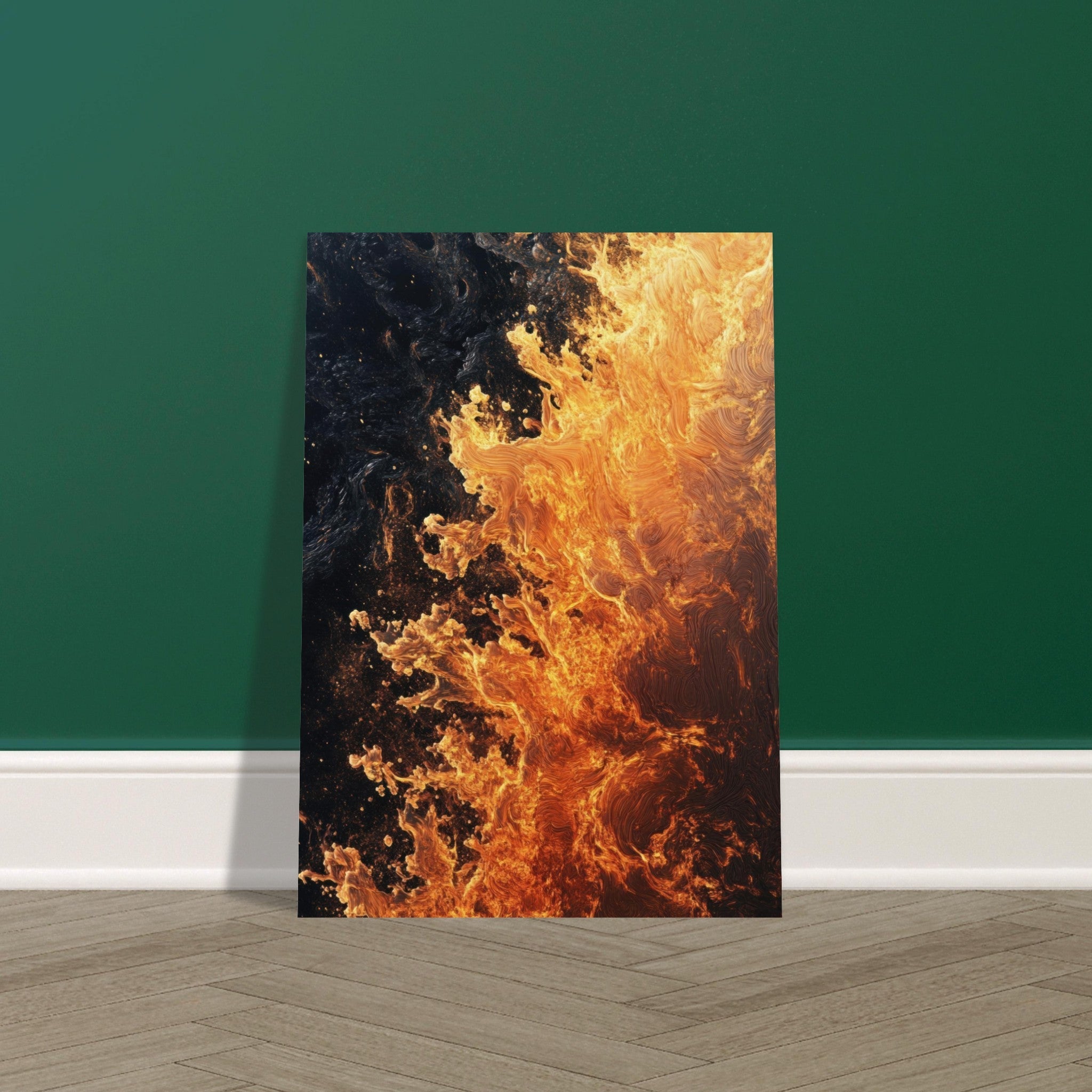Fine Art Poster Portrait - Ember Genesis A volatile burst of molten gold 7 - Shop Ai Art WebShop - Digital Art online Store