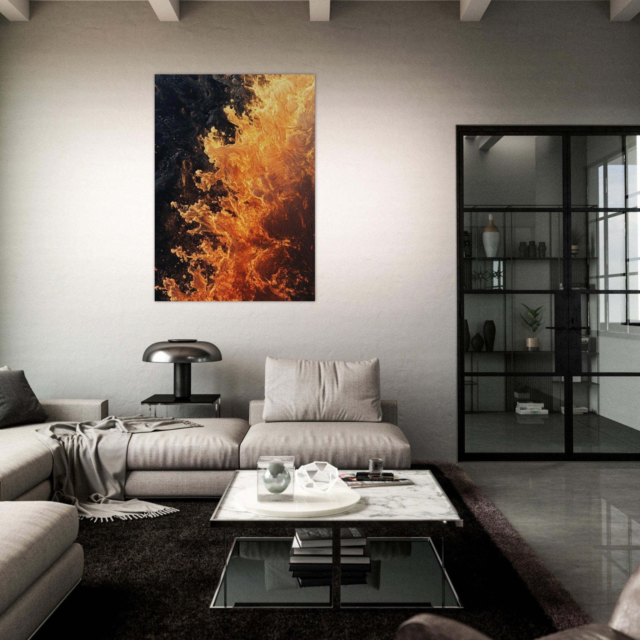Fine Art Poster Portrait - Ember Genesis A volatile burst of molten gold 7 - Shop Ai Art WebShop - Digital Art online Store
